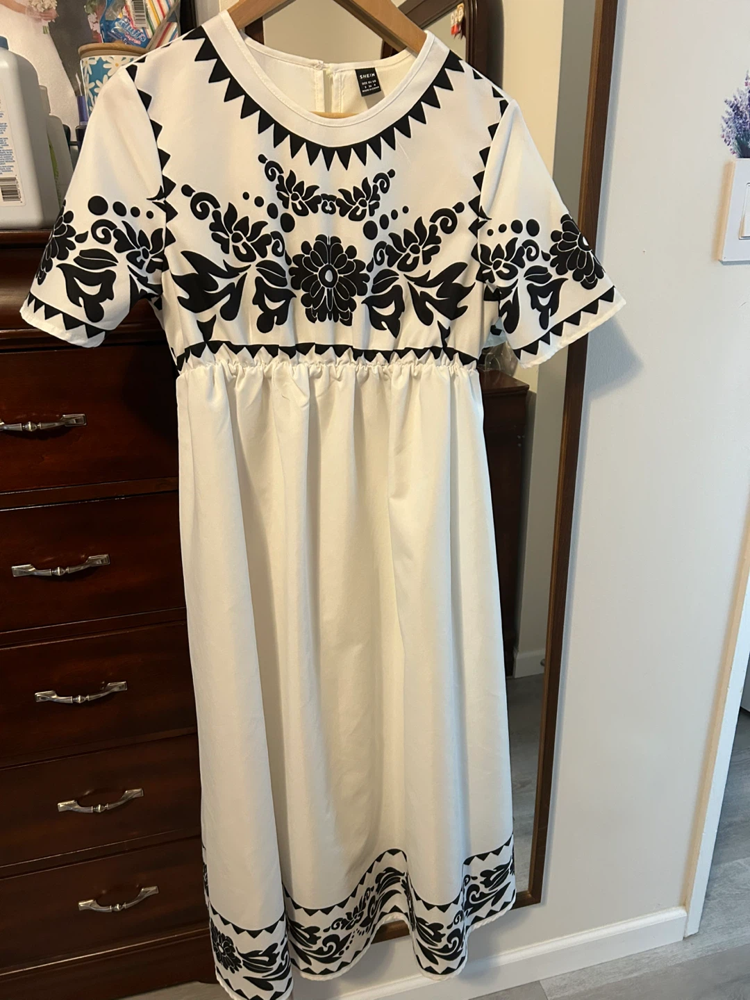 SHEIN Maternity White Floral Print Dress Size S