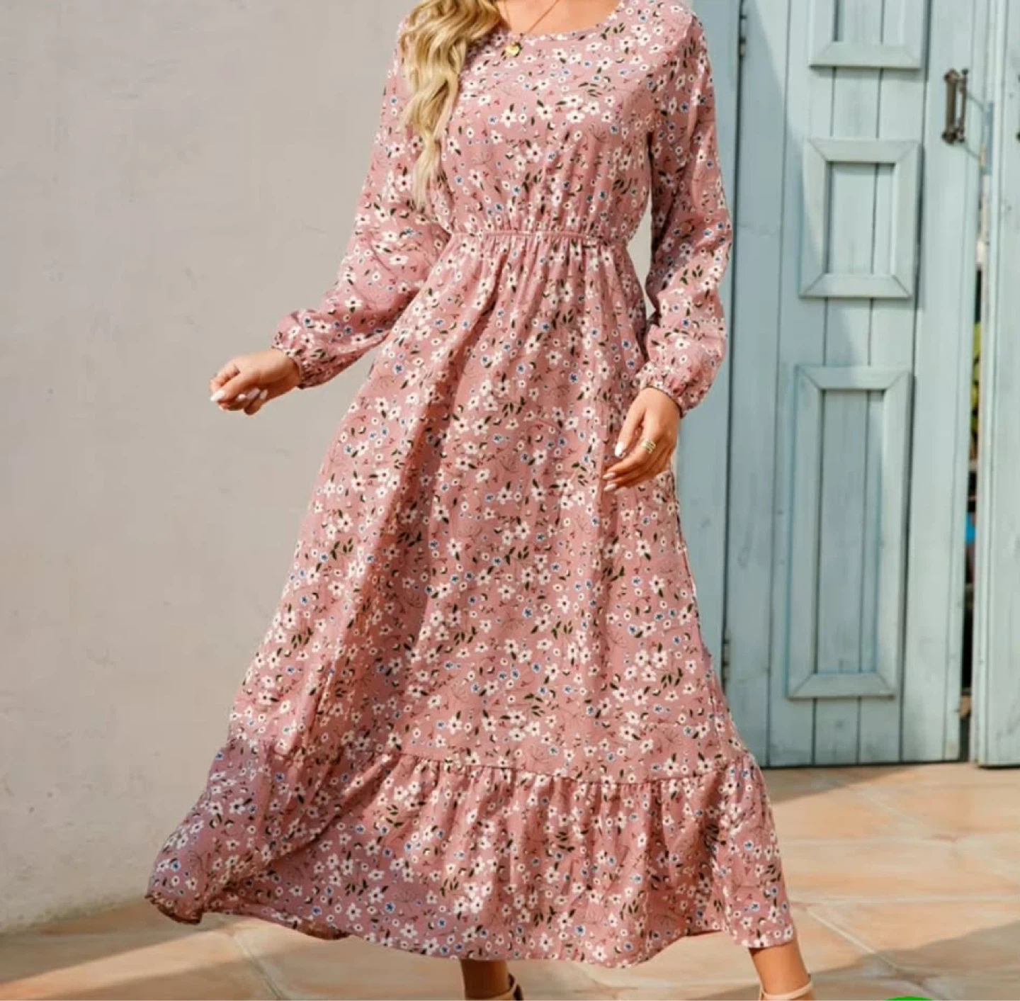Floral Print Maxi Dress - Pink, Size M - photo 4