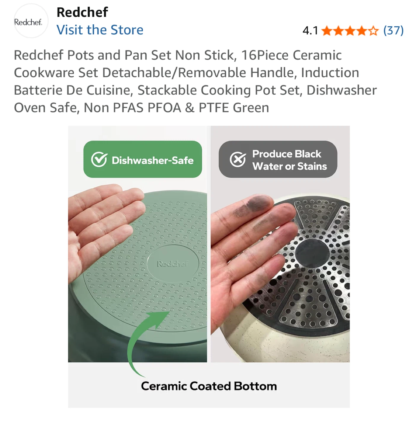 Redchef 16-Piece Ceramic Cookware Set - photo 4