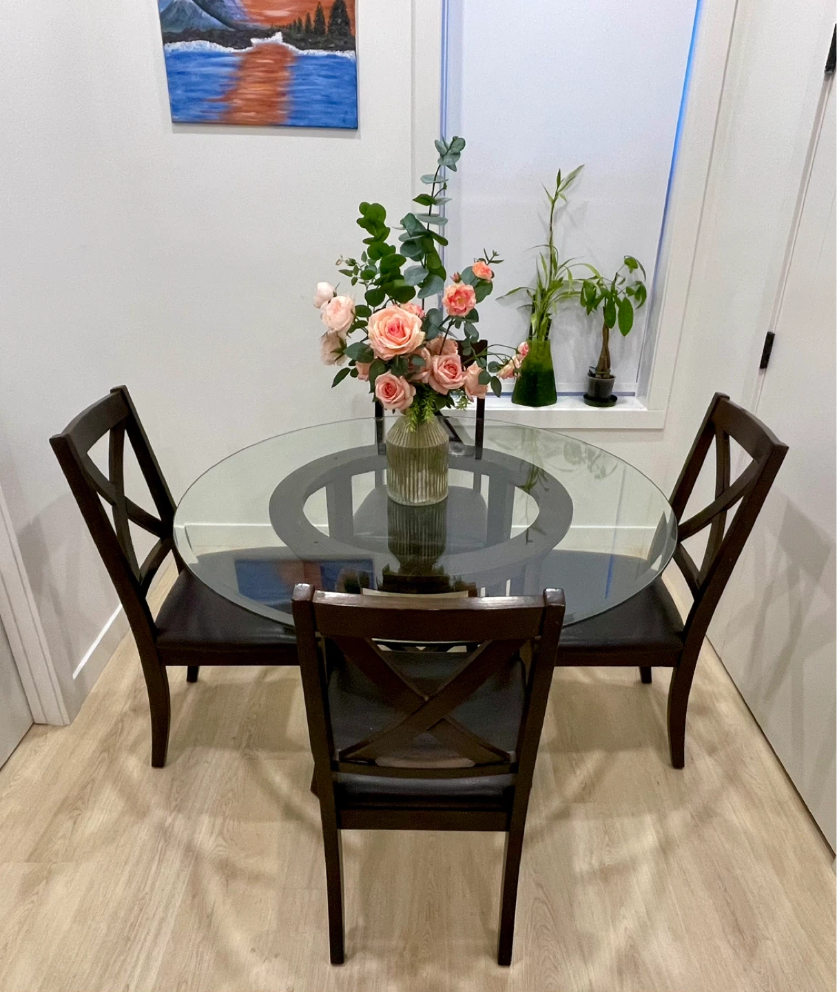 Round Glass Dining Table with 4 Chairs - photo 4