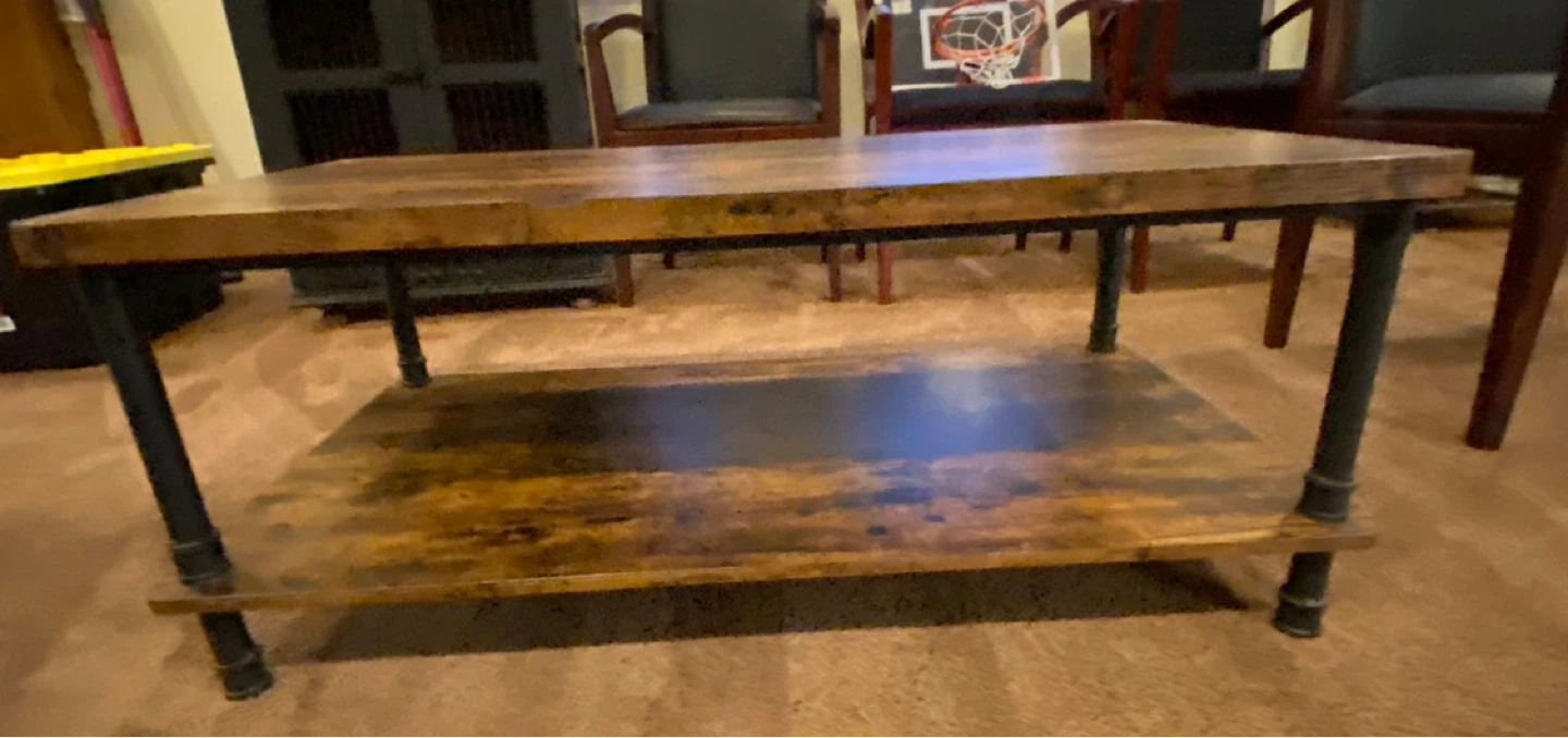 Rustic Wood Coffee Table with Lower Shelf - photo 2