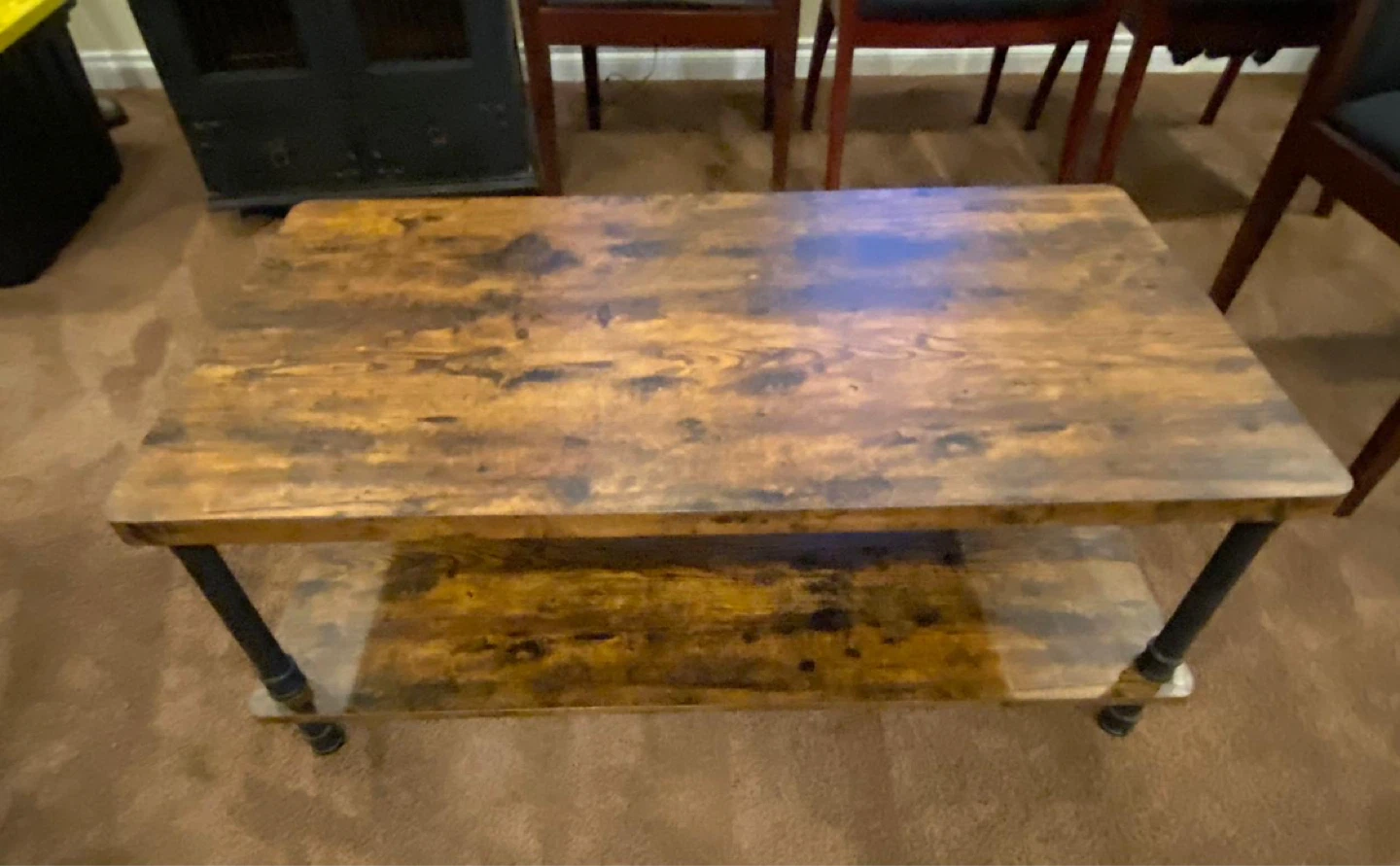 Rustic Wood Coffee Table with Lower Shelf