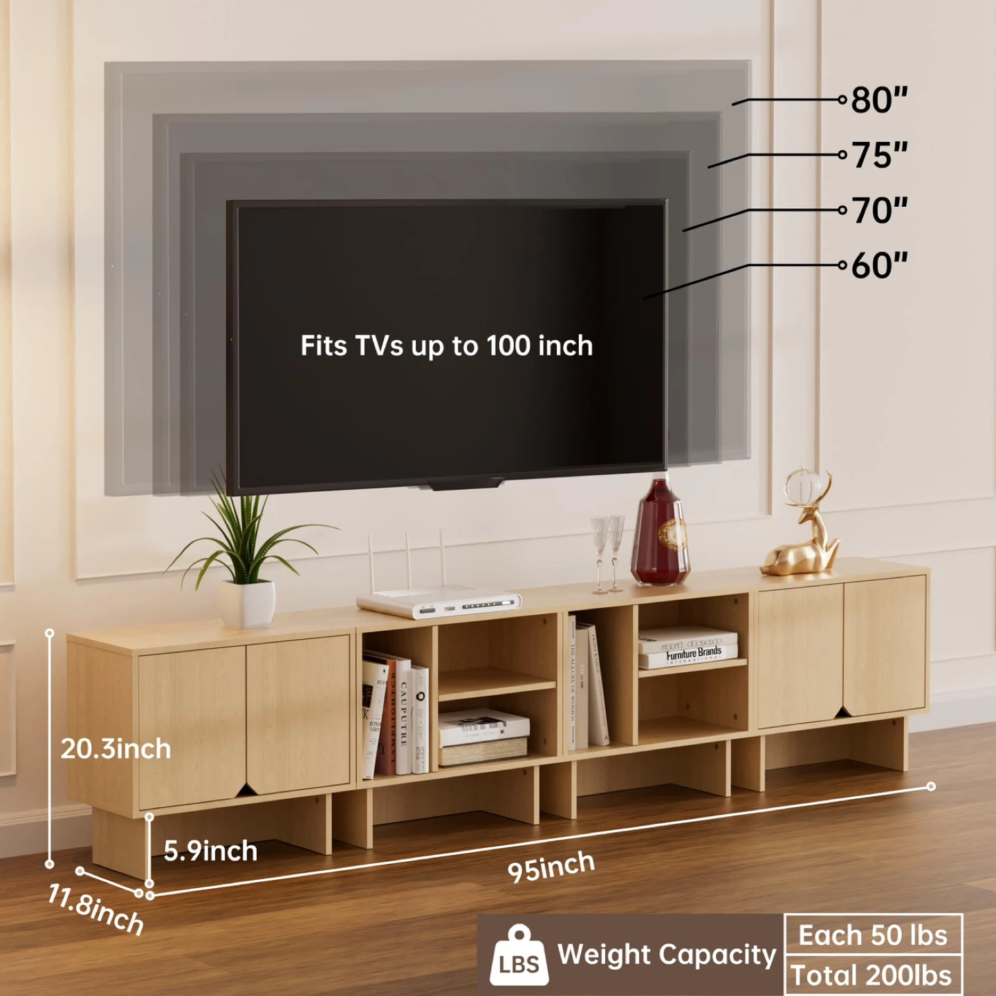 Modular TV Stand, Modern 4pcs Storage Sideboards, Nightstand - photo 2