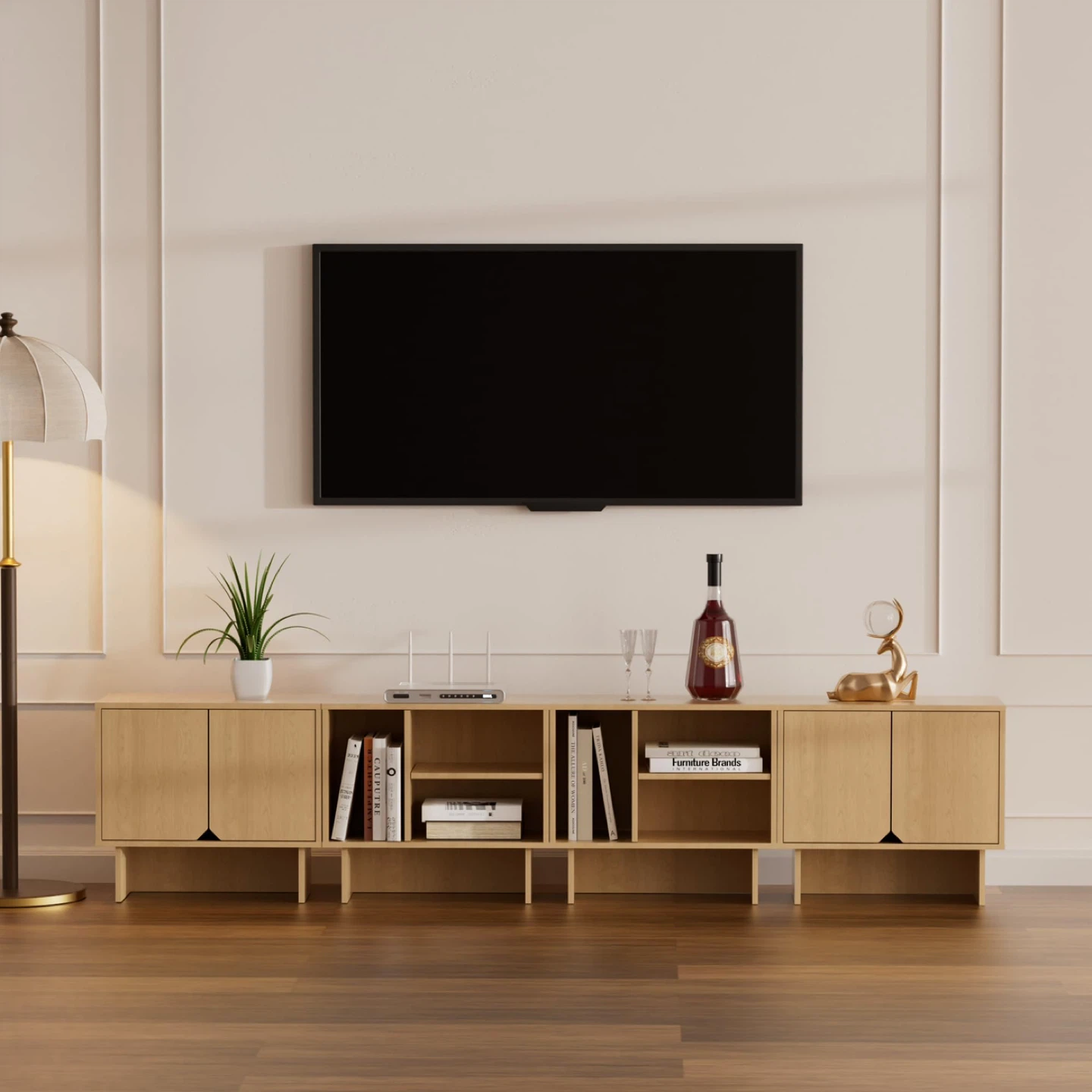 Modular TV Stand, Modern 4pcs Storage Sideboards, Nightstand