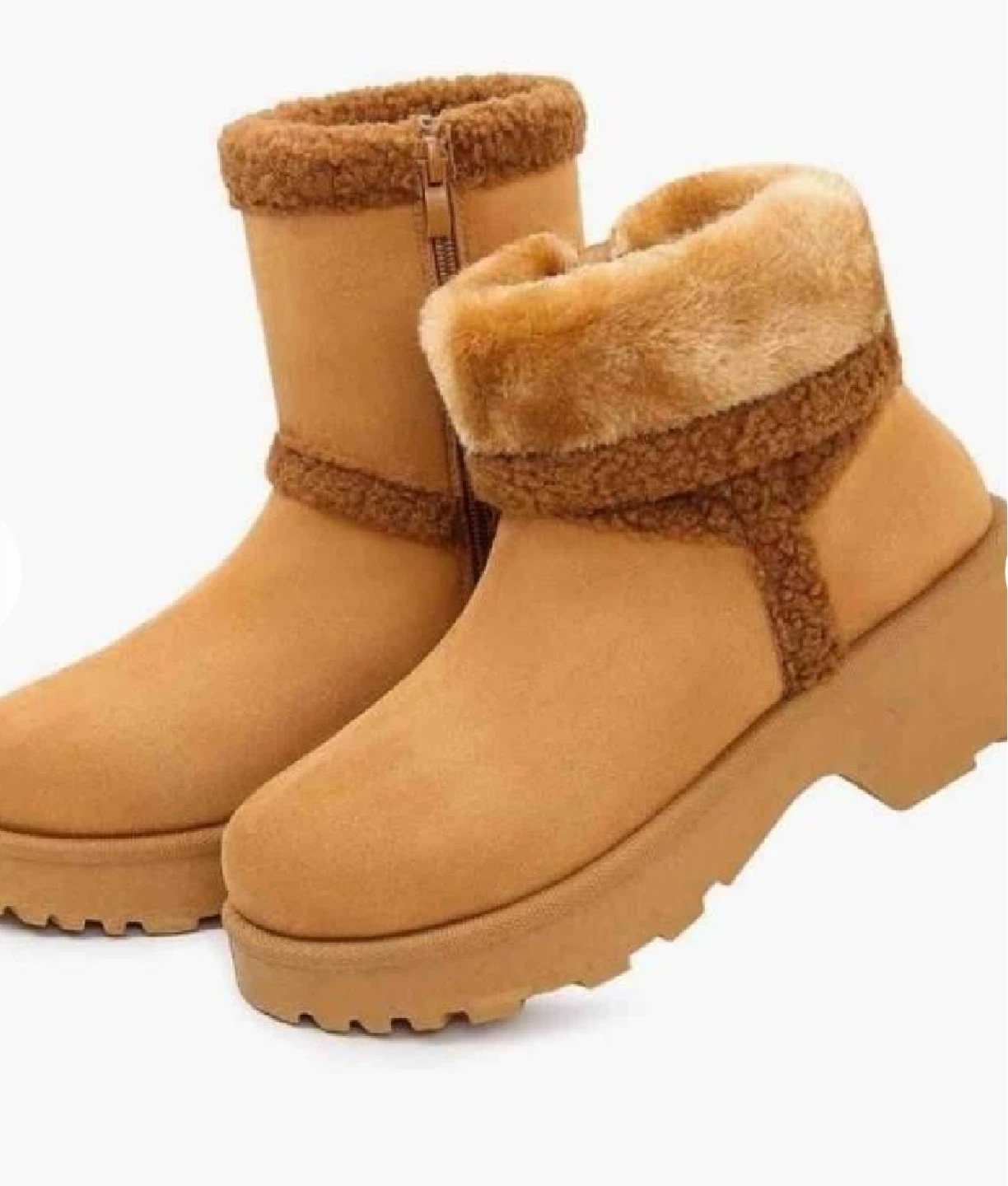 Tan Faux Suede Winter Boots - Size 8