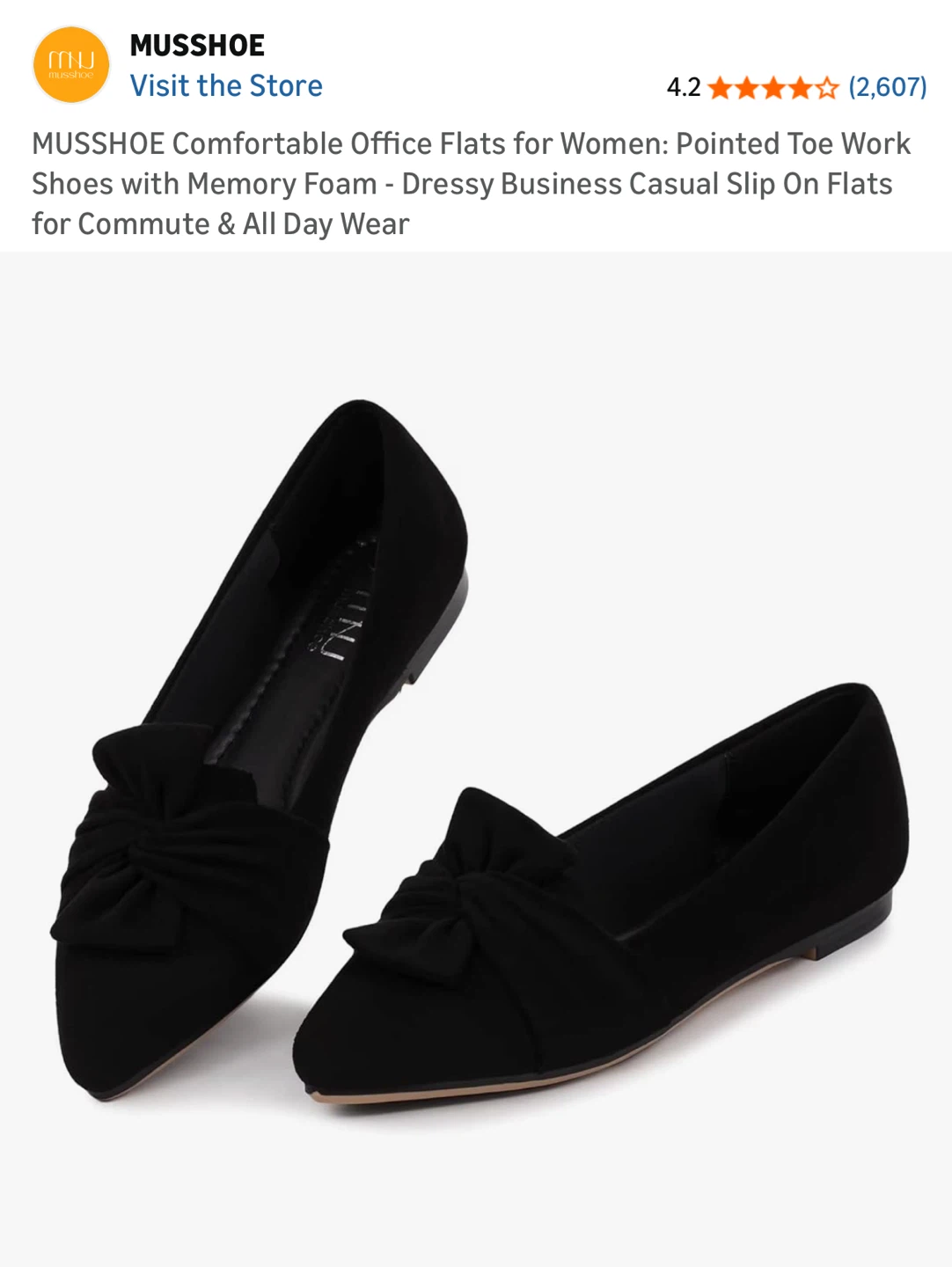 MUSSHOE Women's Black Flats Size 7