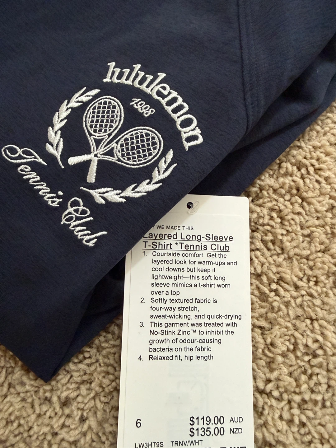 Lululemon Navy Tennis Club Layered Long Sleeve T-Shirt Size 6 - photo 4