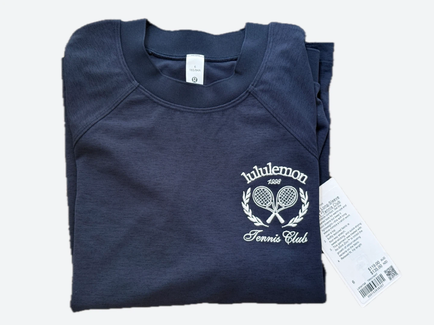 Lululemon Navy Tennis Club Layered Long Sleeve T-Shirt Size 6