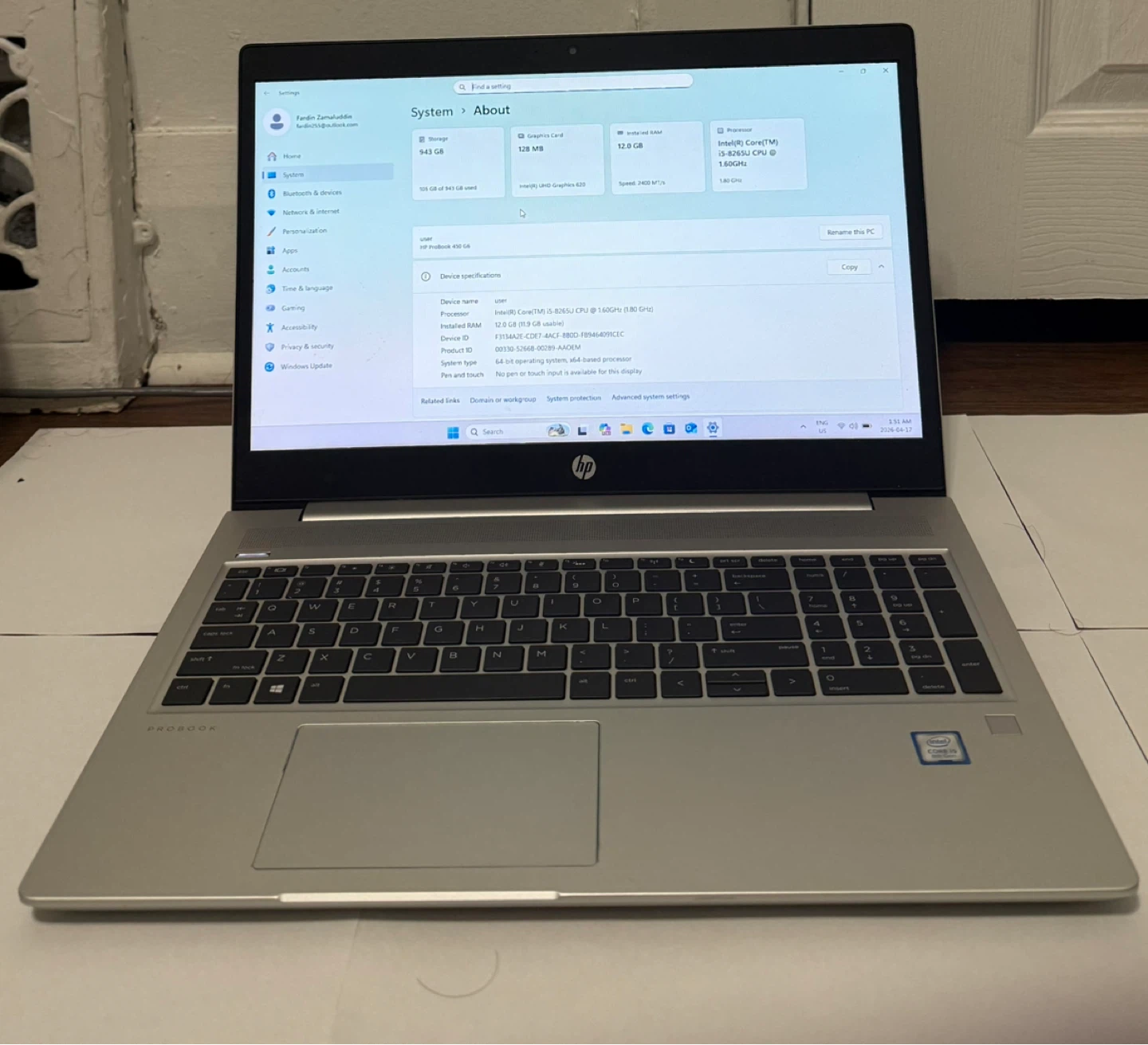 Refurbished HP ProBook 450 G6 i5 8th 12 GB 1 TB