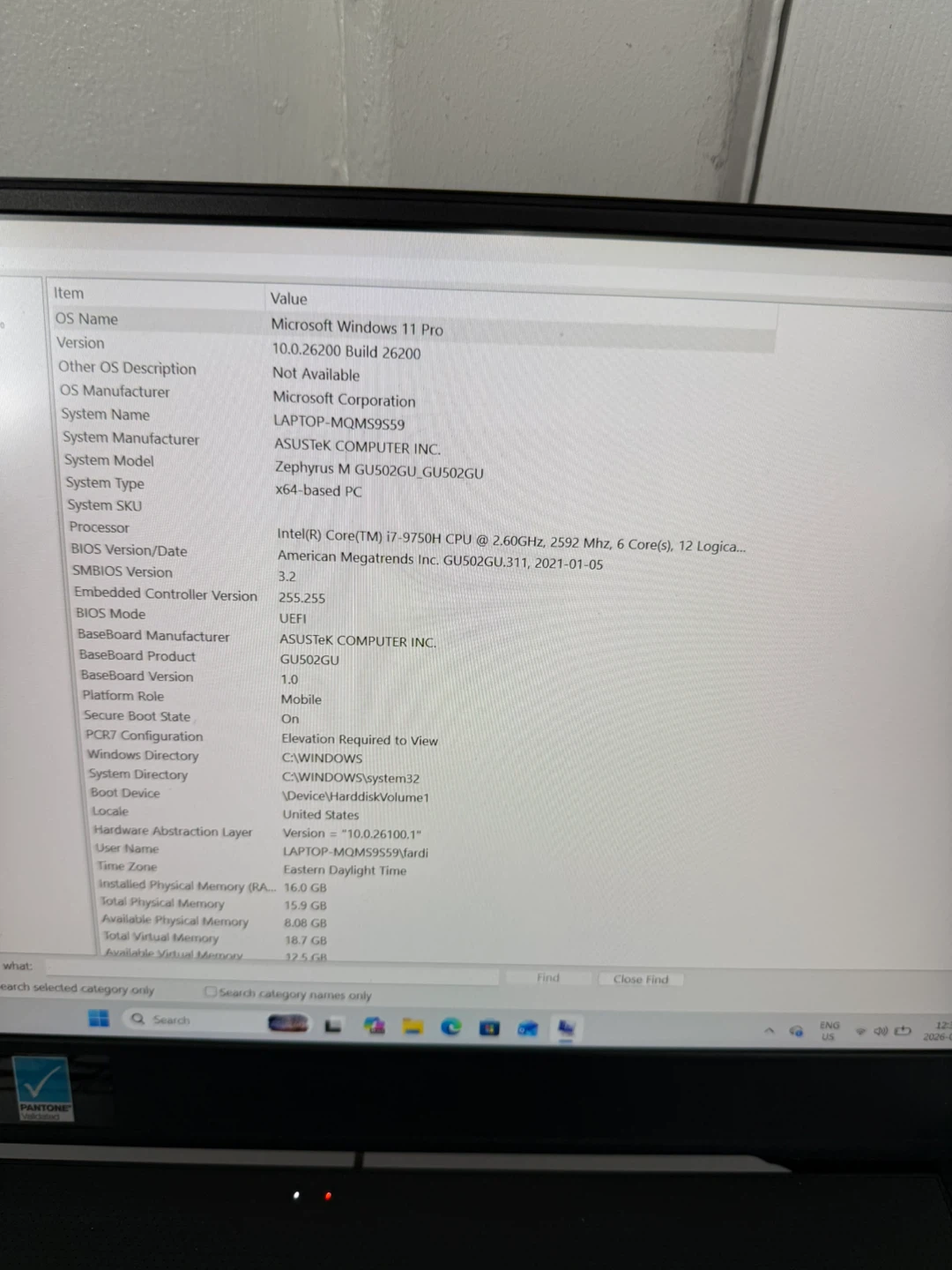 Refurbished ASUS ROG  Laptop i7 9th Gen 16 GB 500 SSD - photo 2