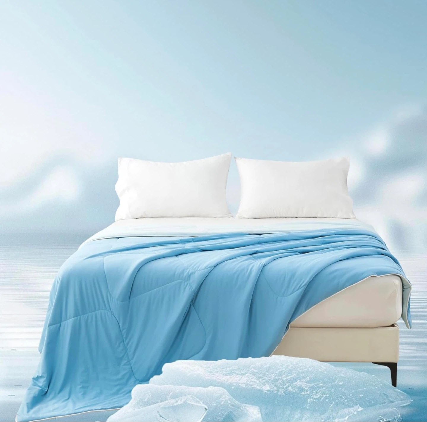 PLUSH & PLAID Queen Cooling Comforter For Summer (Aqua Blue) - photo 2