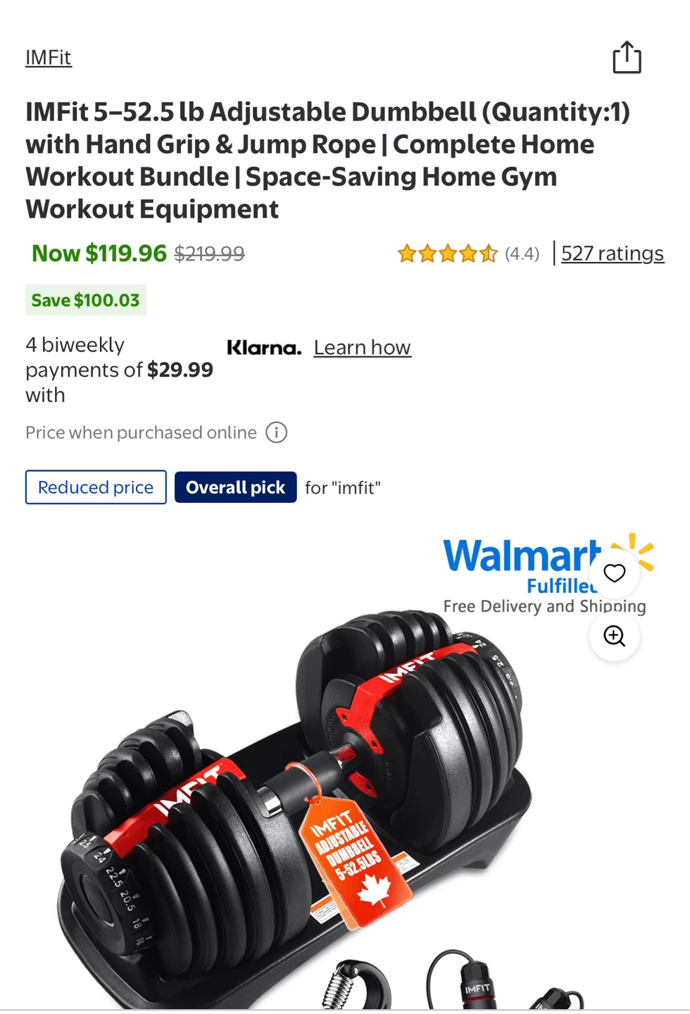 IMFIT Adjustable Dumbbell Set 5-52.5 lb