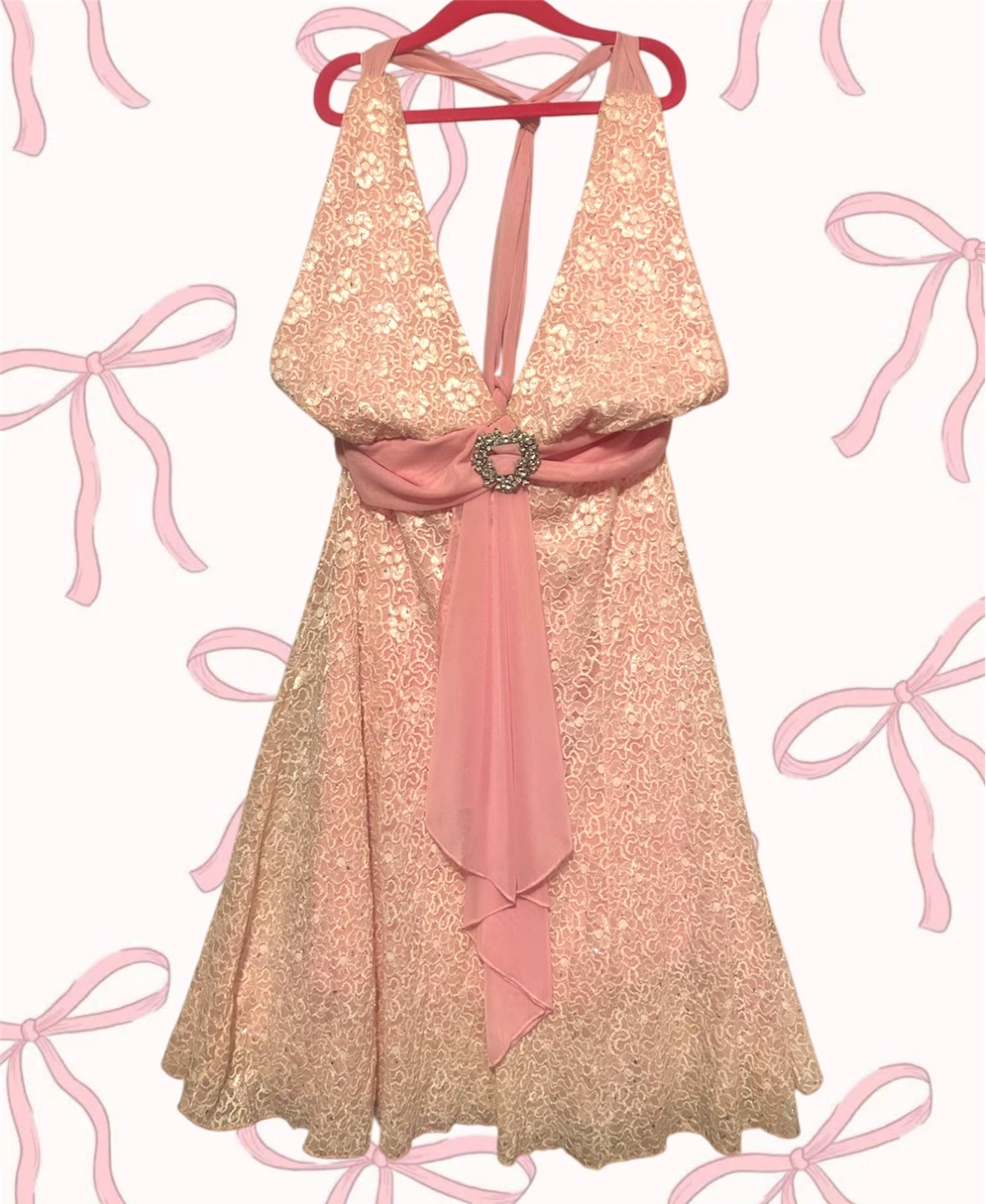 Vintage Pink Halter-Neck Dress