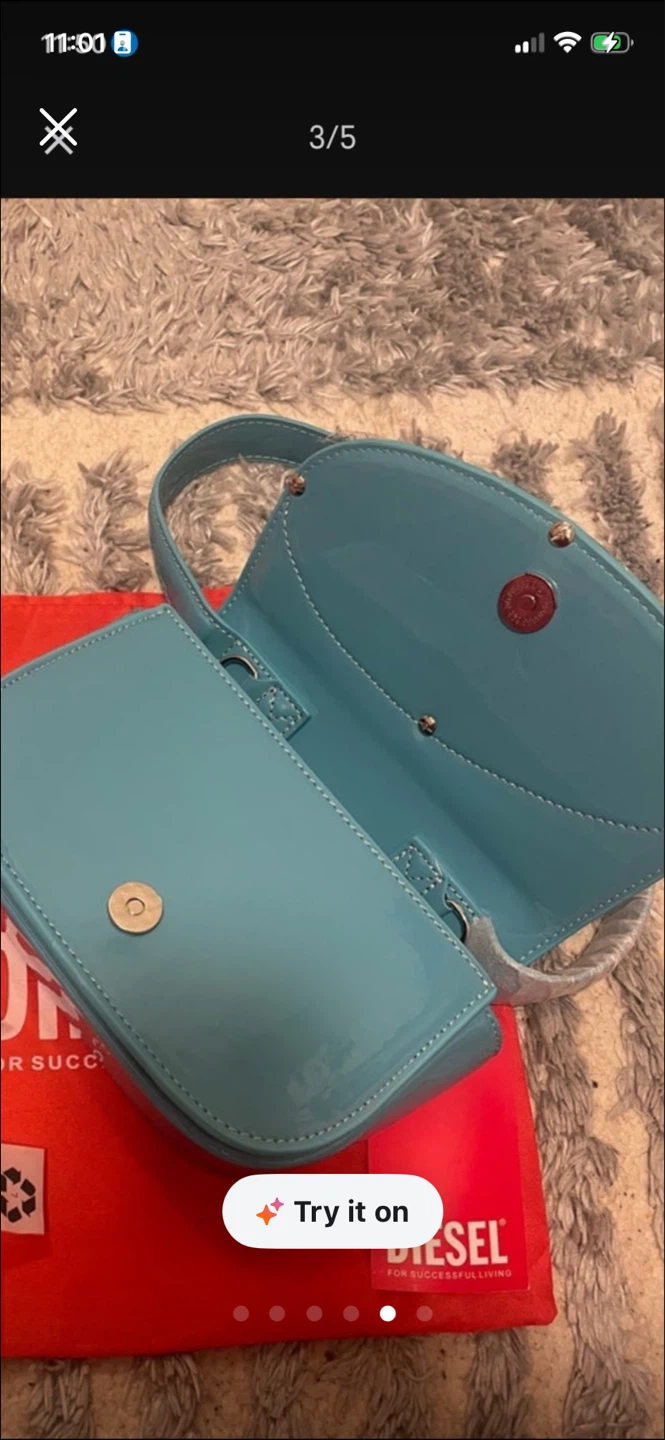 Diesel Baby Blue Patent Shoulder Bag - photo 2