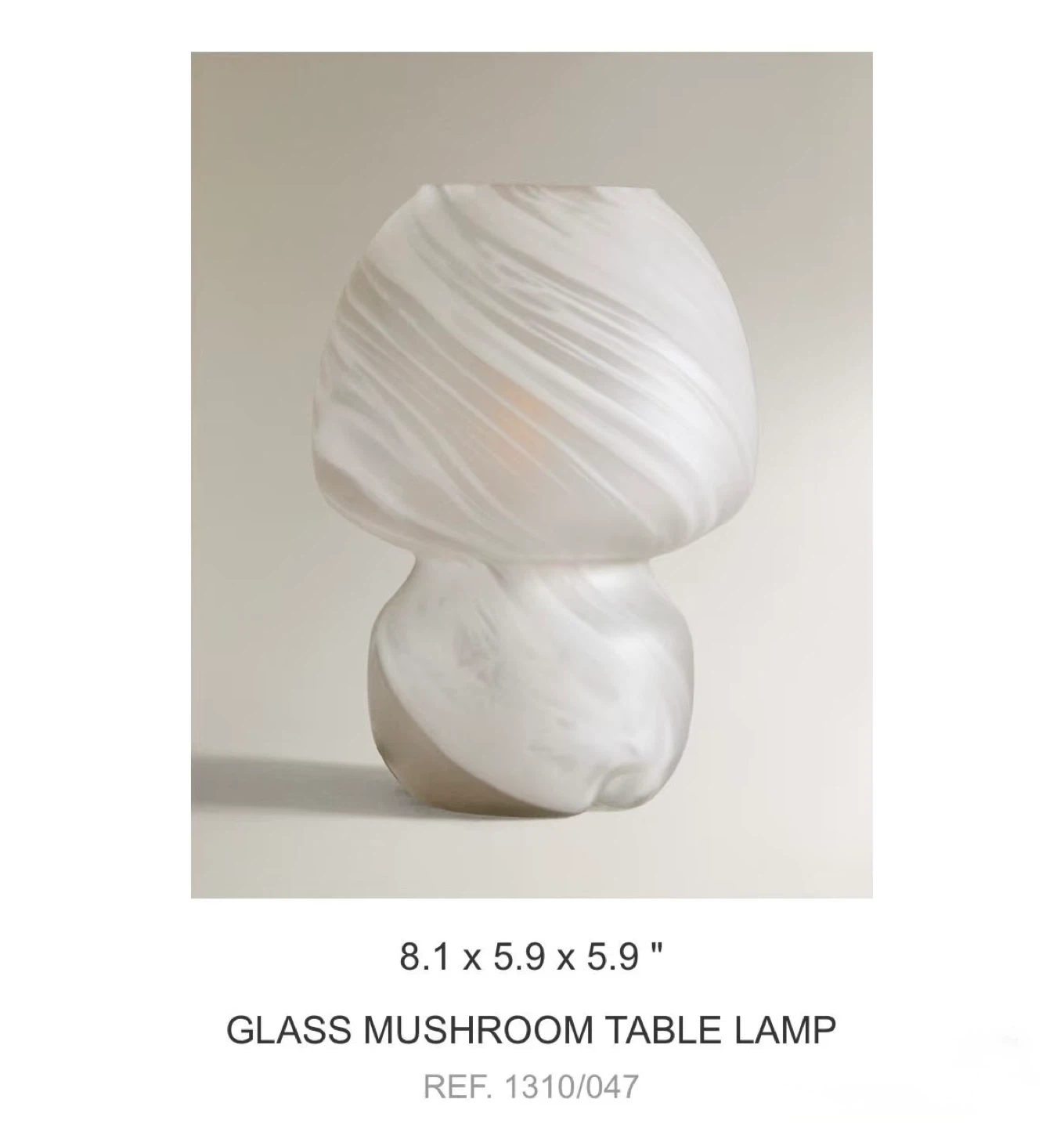 💡 Brand New Zara Home Glass Mushroom Table Lamp - photo 4