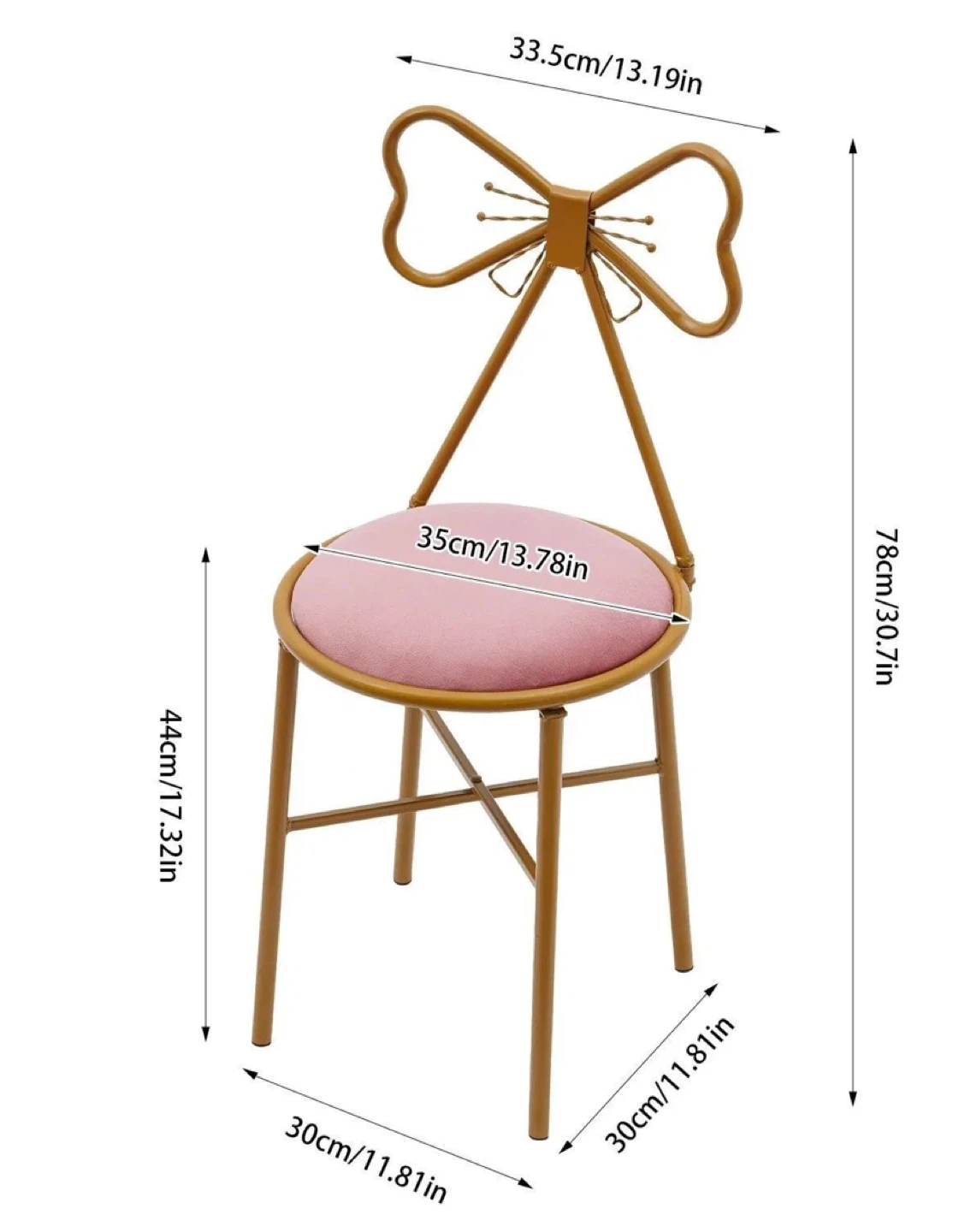 MOVTO TOP Bow Back Vanity Stool - Gold and Pink - photo 2