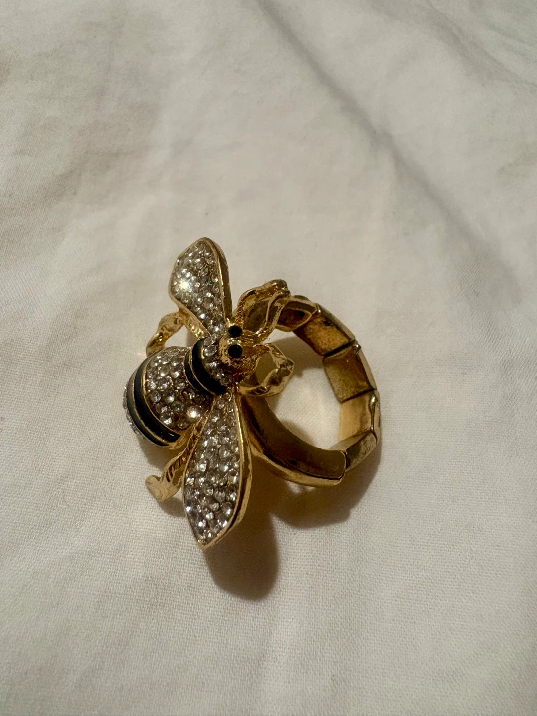 Gold Tone Bee Ring with Rhinestones - - photo 4