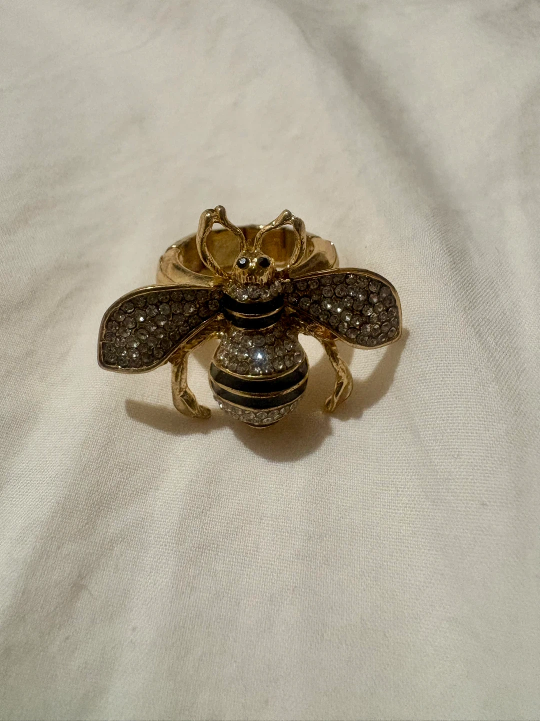 Gold Tone Bee Ring with Rhinestones - - photo 5