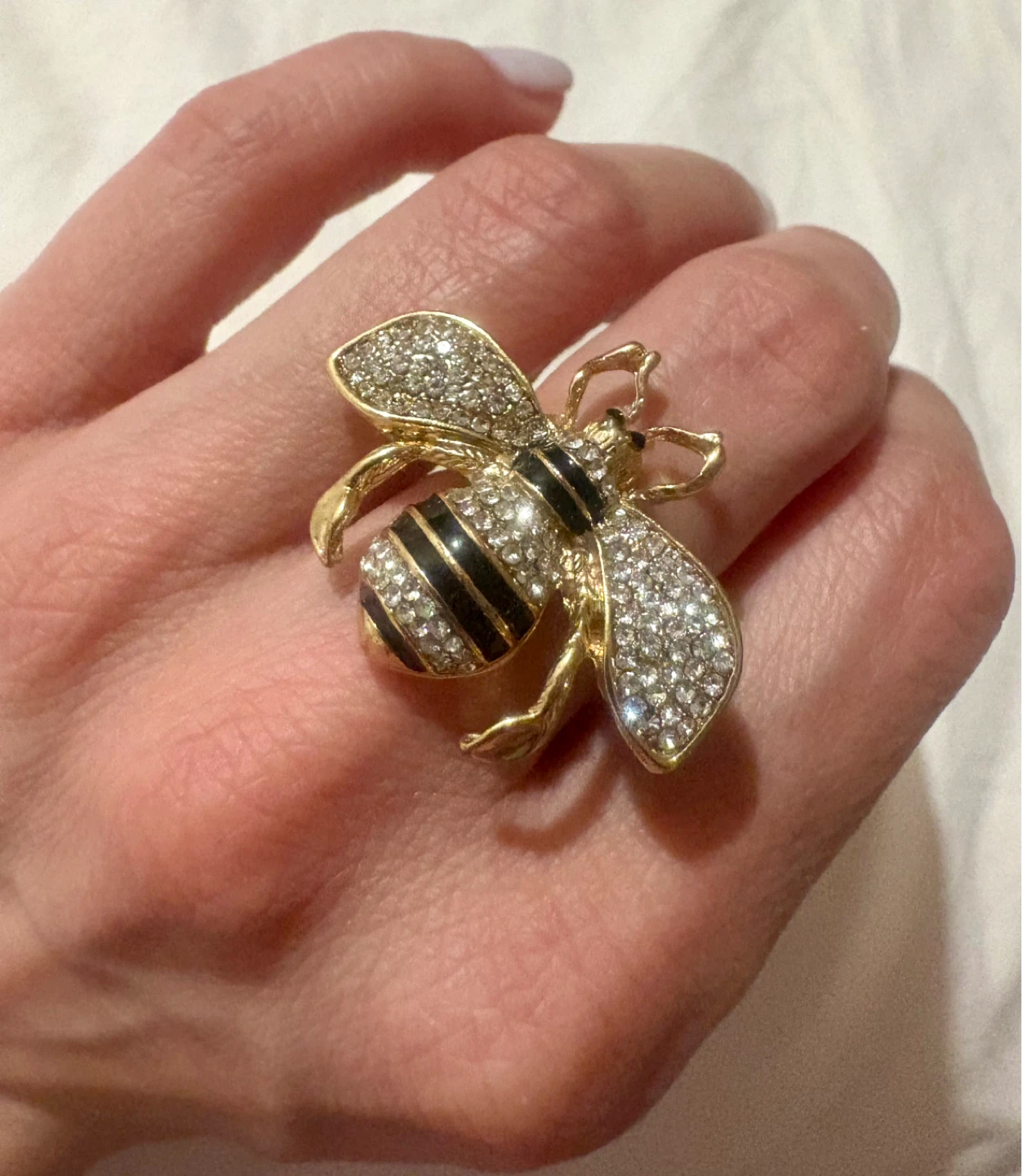 Gold Tone Bee Ring with Rhinestones - - photo 2