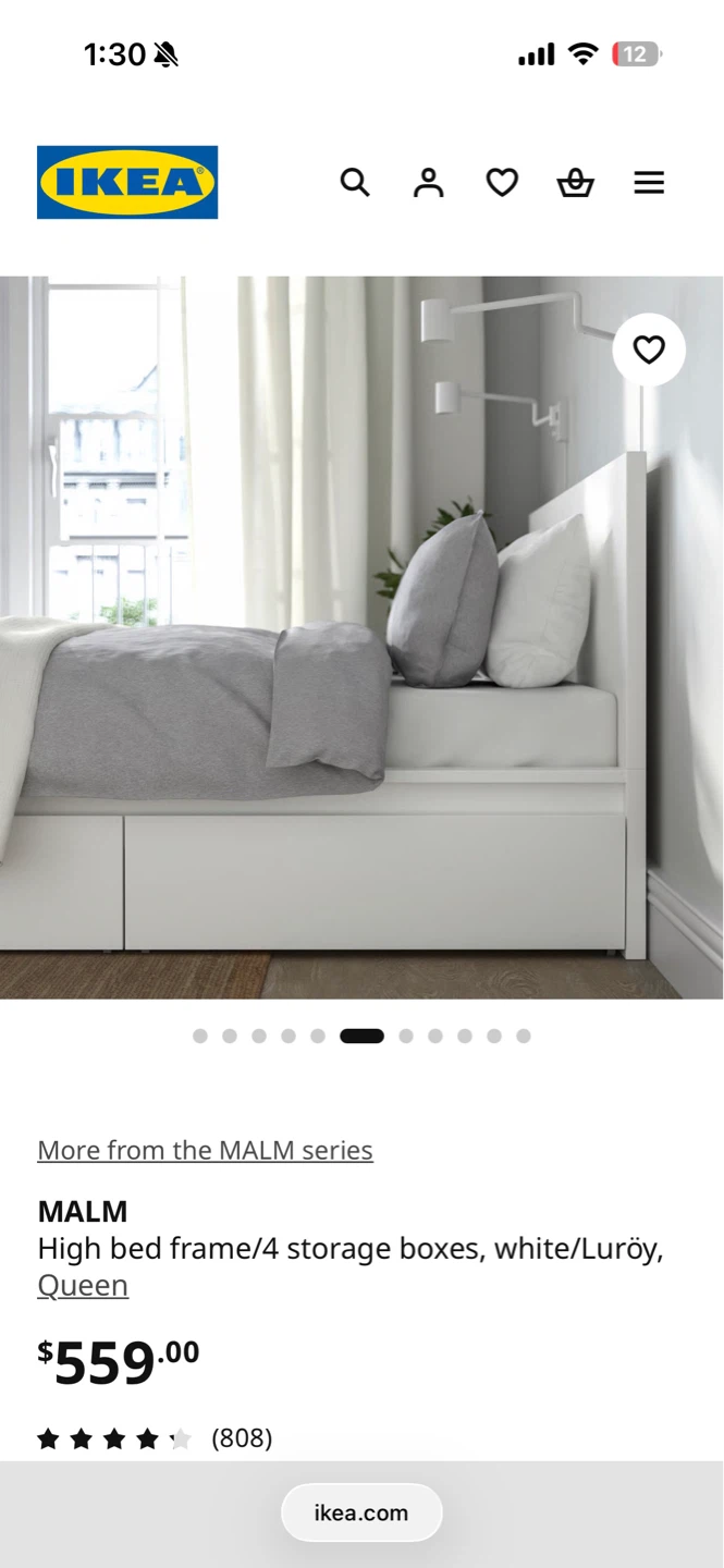 IKEA Queen Bed Frame with 4 Storage Boxes + mattress - grey - photo 2