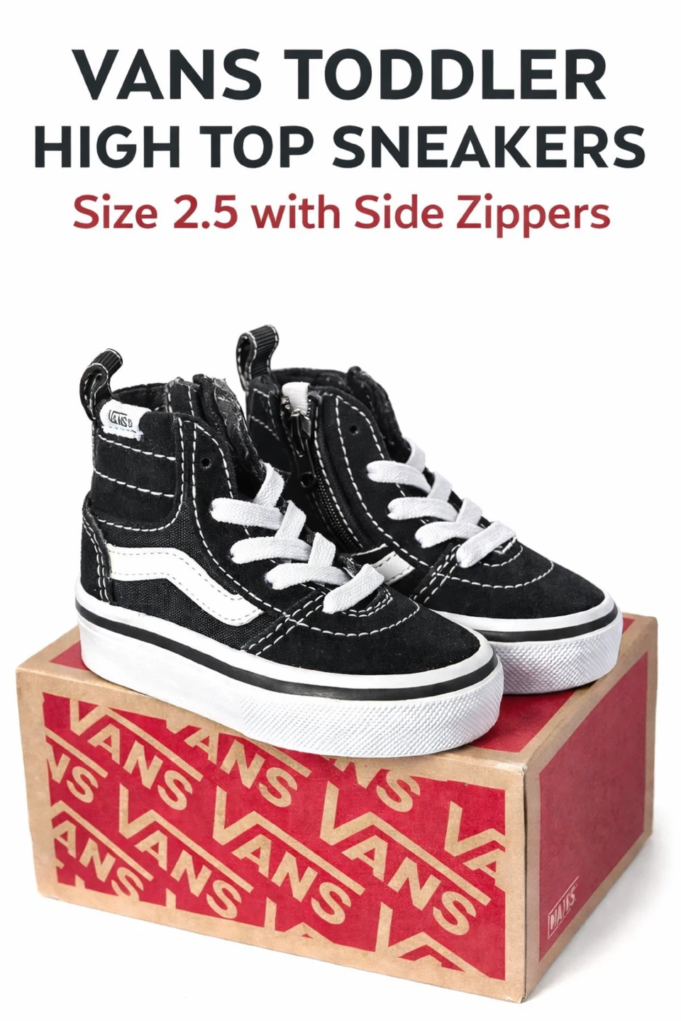 Vans Toddler Ashwood Hi Decon Side Zip Sneakers Size 2.5 Black