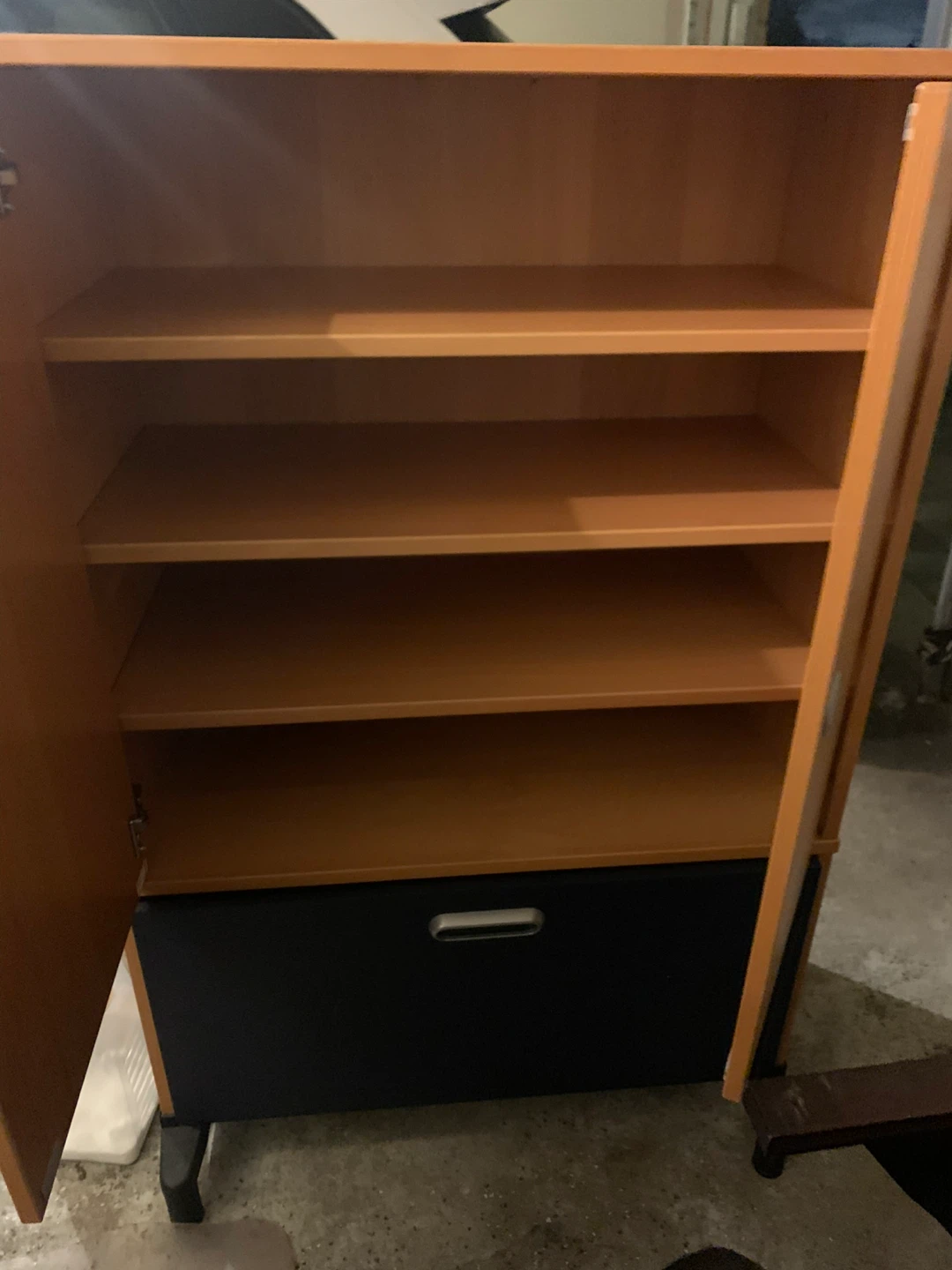 Wooden storage cabinet with drawer