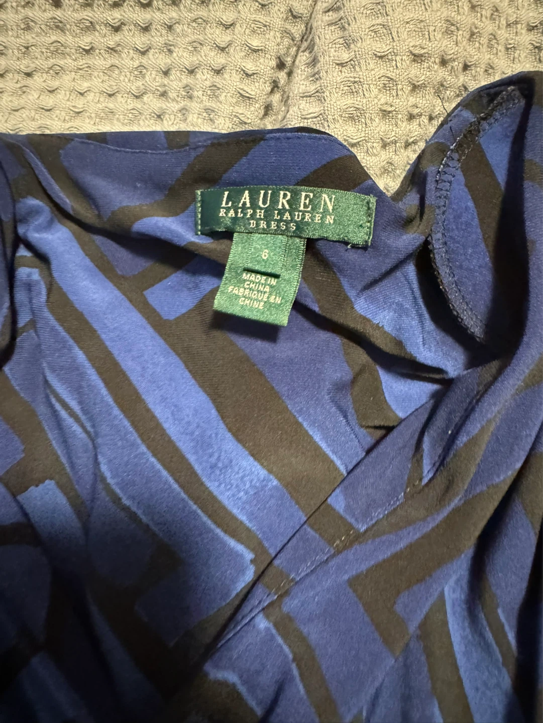 Lauren Ralph Lauren Blue & Black Print Sheath Dress Size 6