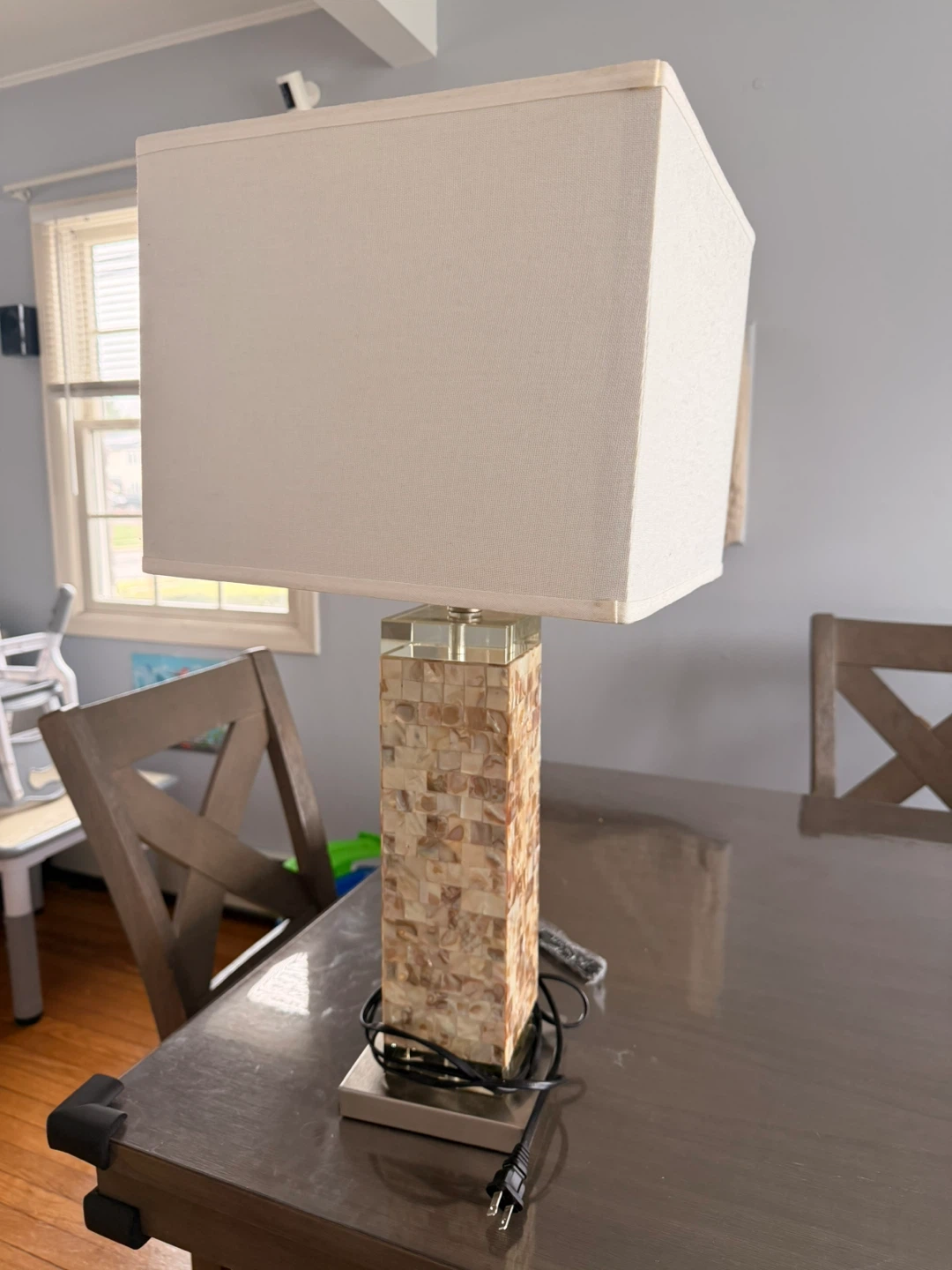 Square Table Lamp with Mosaic Base