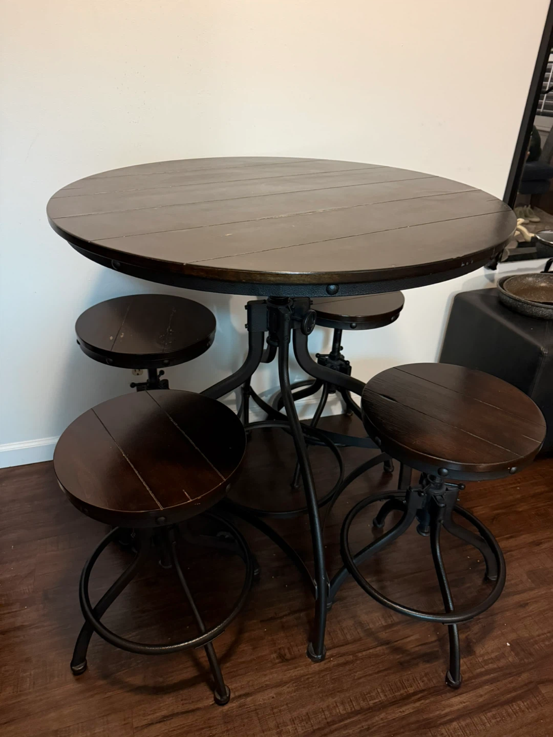 Round Bar Height Table with 4 Stools - photo 2