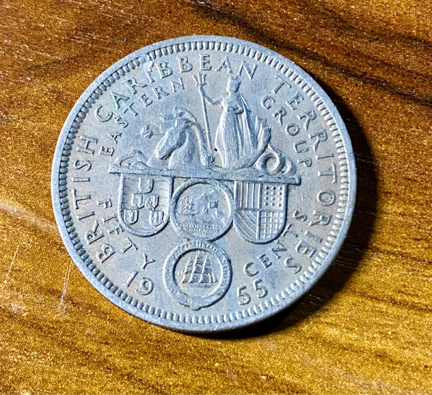 British Eastern Caribbean Territories Fifty Cents Coin 1955 - photo 2