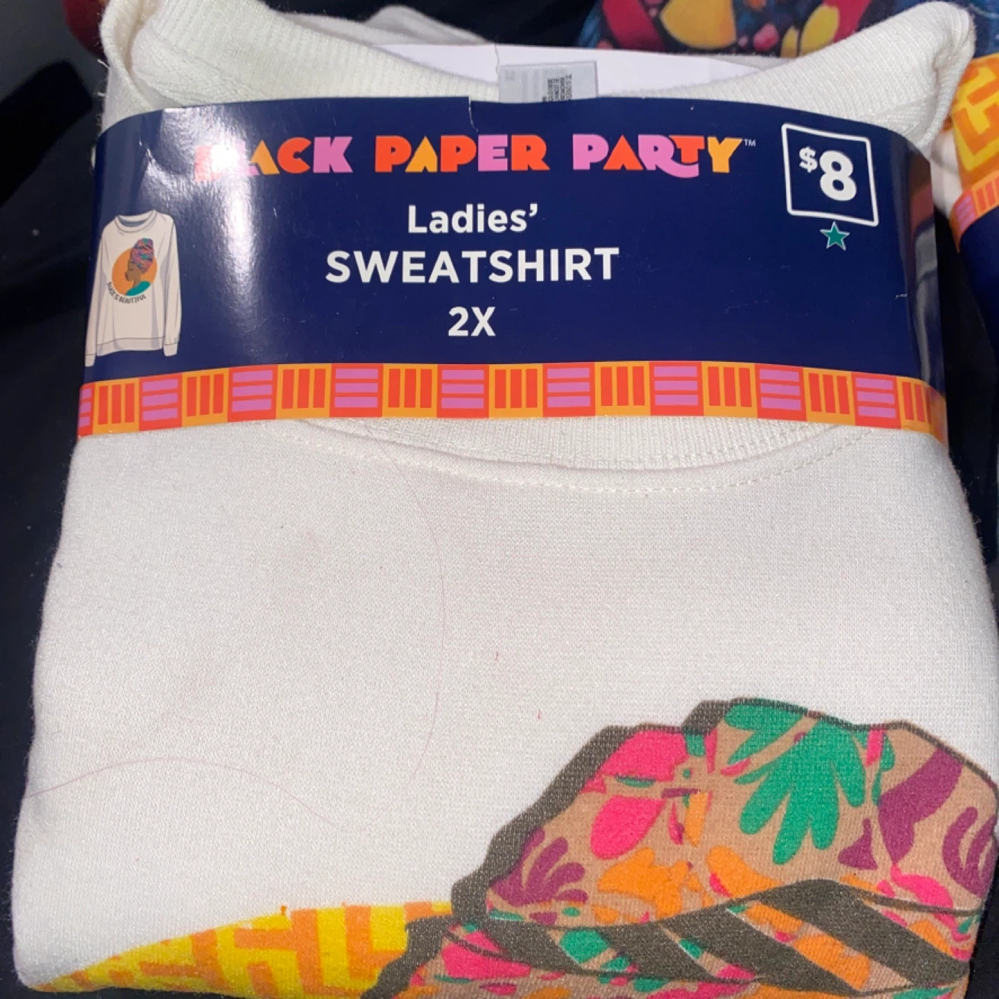 Black Paper Party Ladies' Sweatshirt 2X Cream