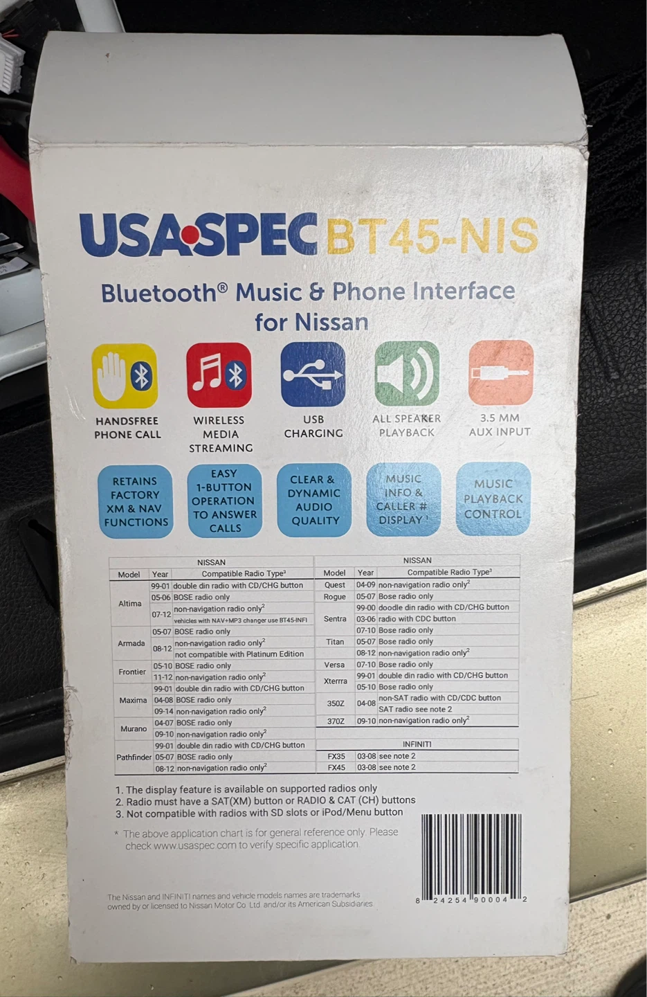 USA SPEC BT45-NIS Bluetooth Music & Phone Interface for Nissan