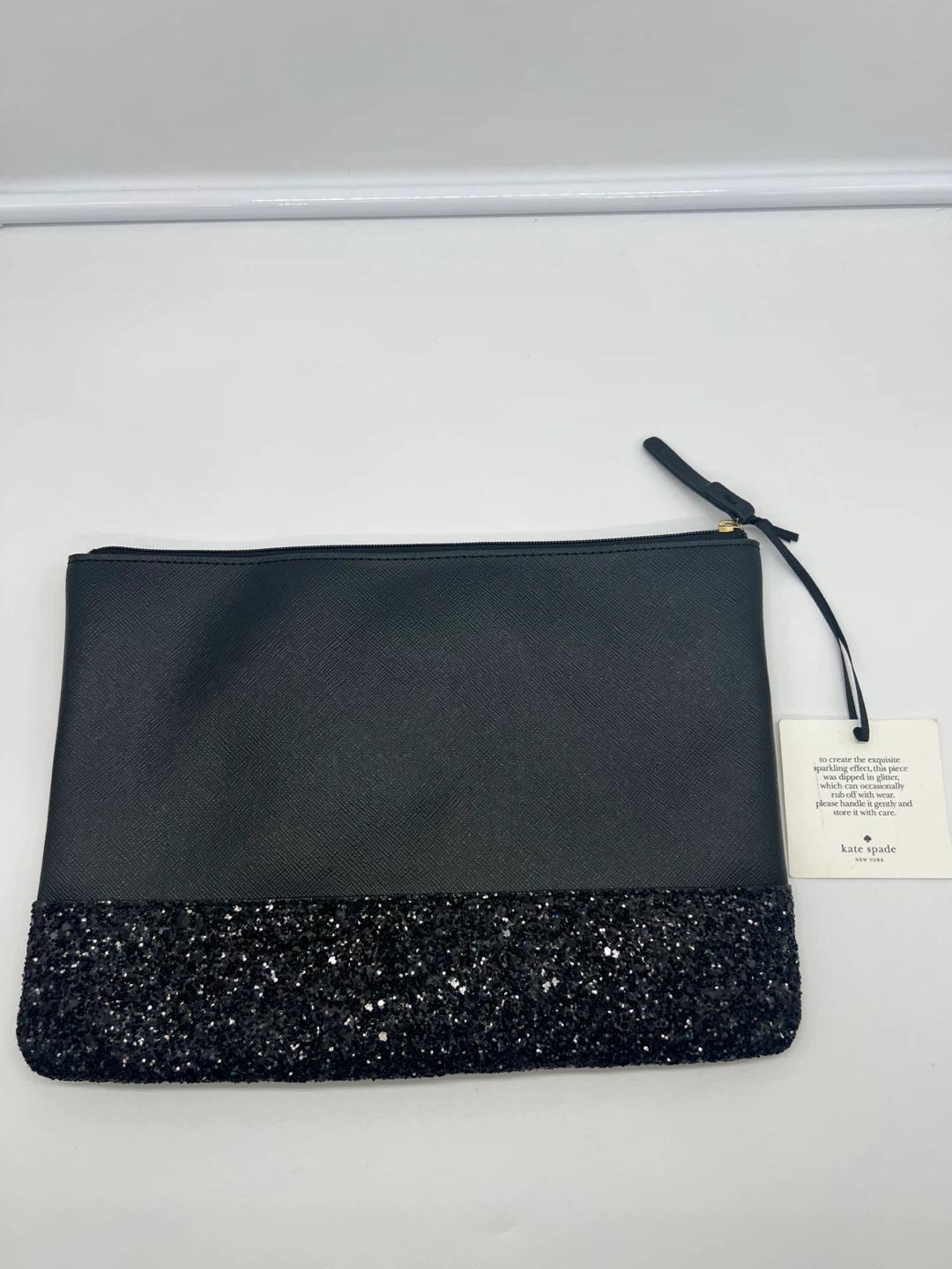 NEW KATE SPADE Greta Court Gia Black Glitter PVC Cosmetic Pouch - photo 5