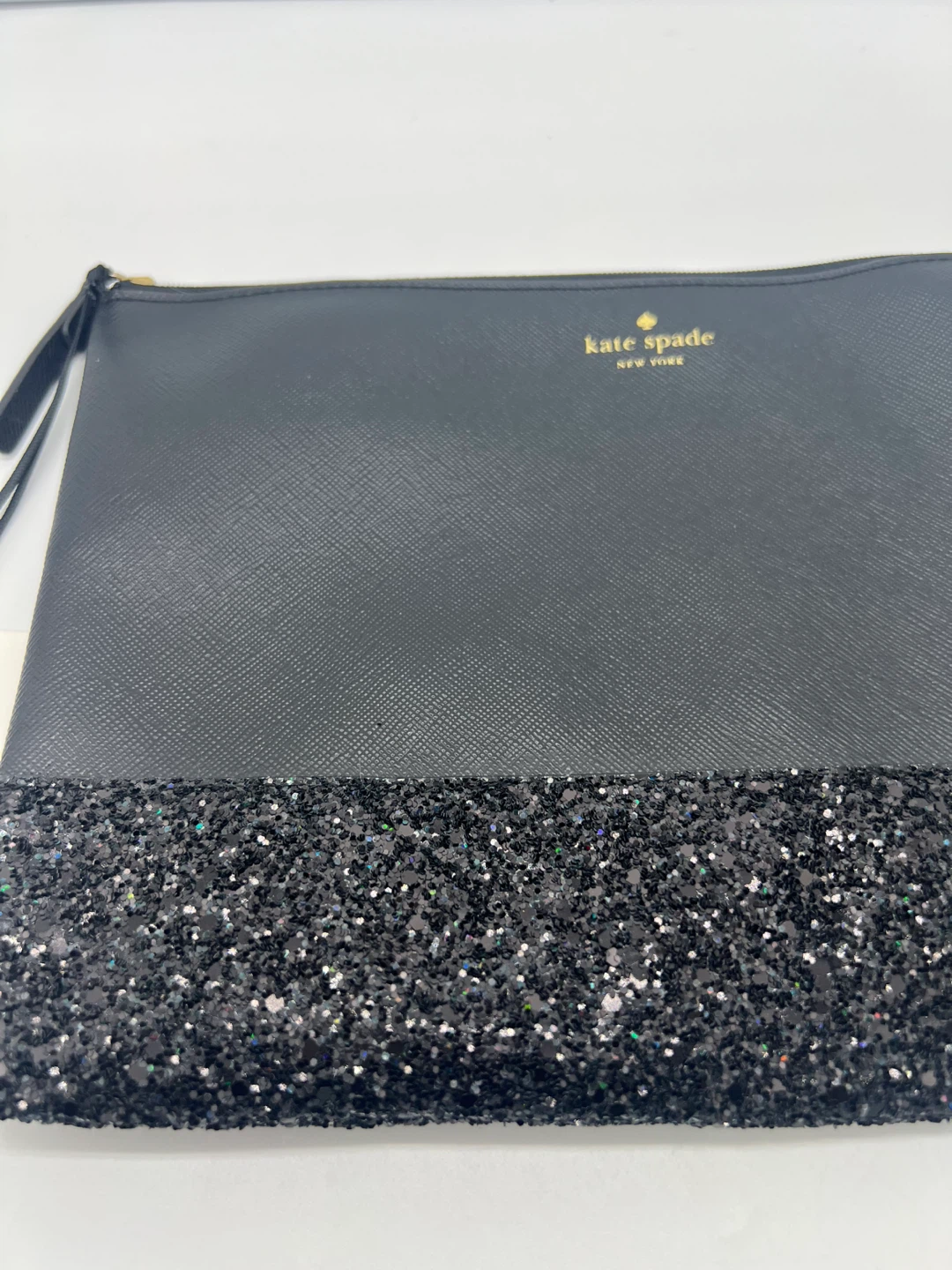 NEW KATE SPADE Greta Court Gia Black Glitter PVC Cosmetic Pouch - photo 4