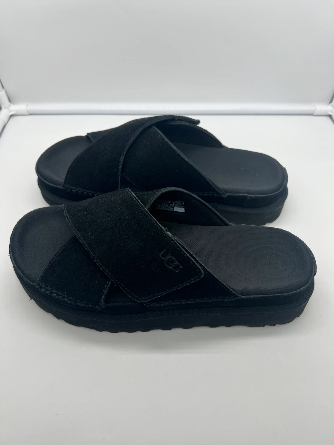 UGG Goldenstar Criss Cross Black Suede Platform Sandals sz 9/40 - photo 5