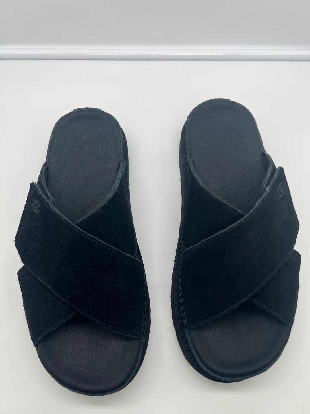 UGG Goldenstar Criss Cross Black Suede Platform Sandals sz 9/40 - photo 4