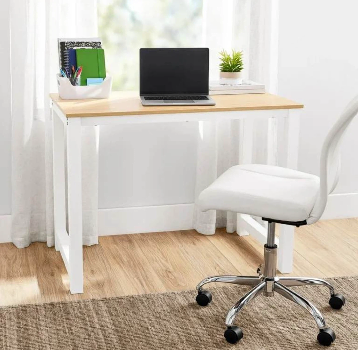 Wood Top Desk with White Frame - photo 4