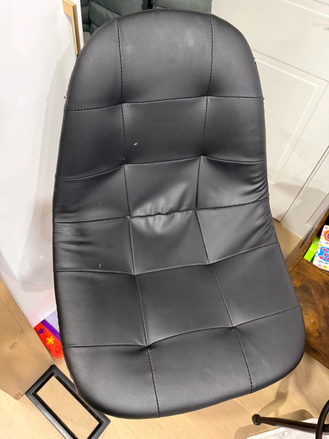 2 Black Faux Leather Bar Stool - Adjustable Height - photo 2