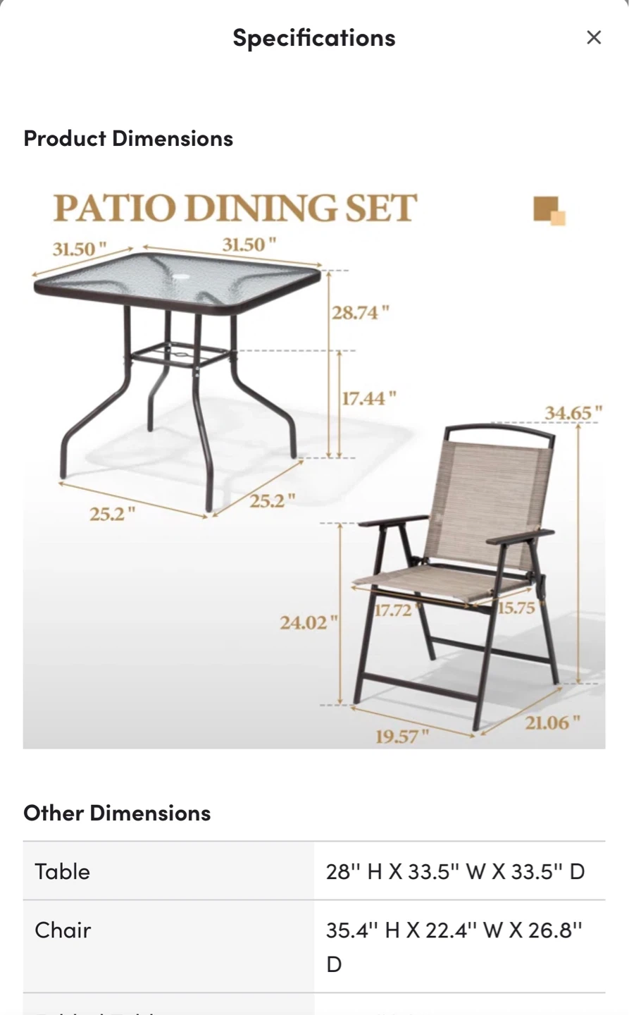 Patio Table & 4 Chairs - Outdoor Set 🧡