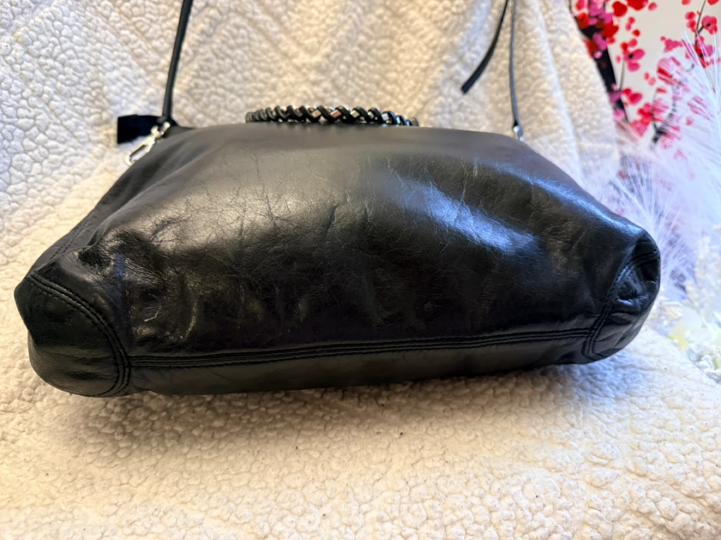 Michael Kors Black Leather Shoulder Bag with Silver Chain - photo 2