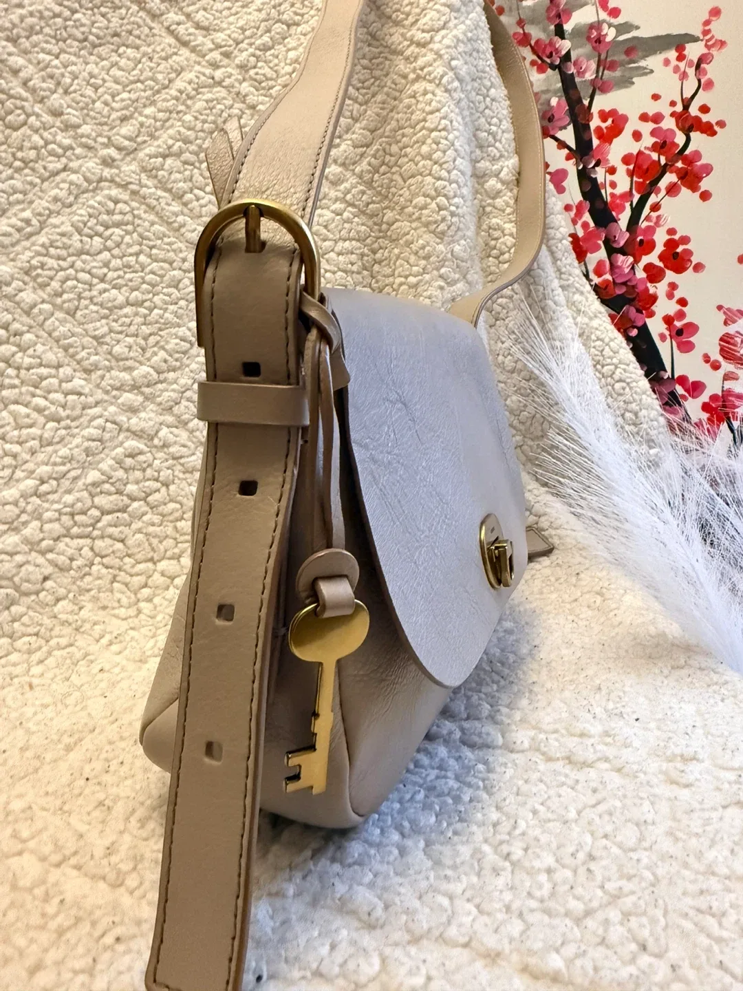 Fossil Leather Crossbody Purse - Beige - photo 4