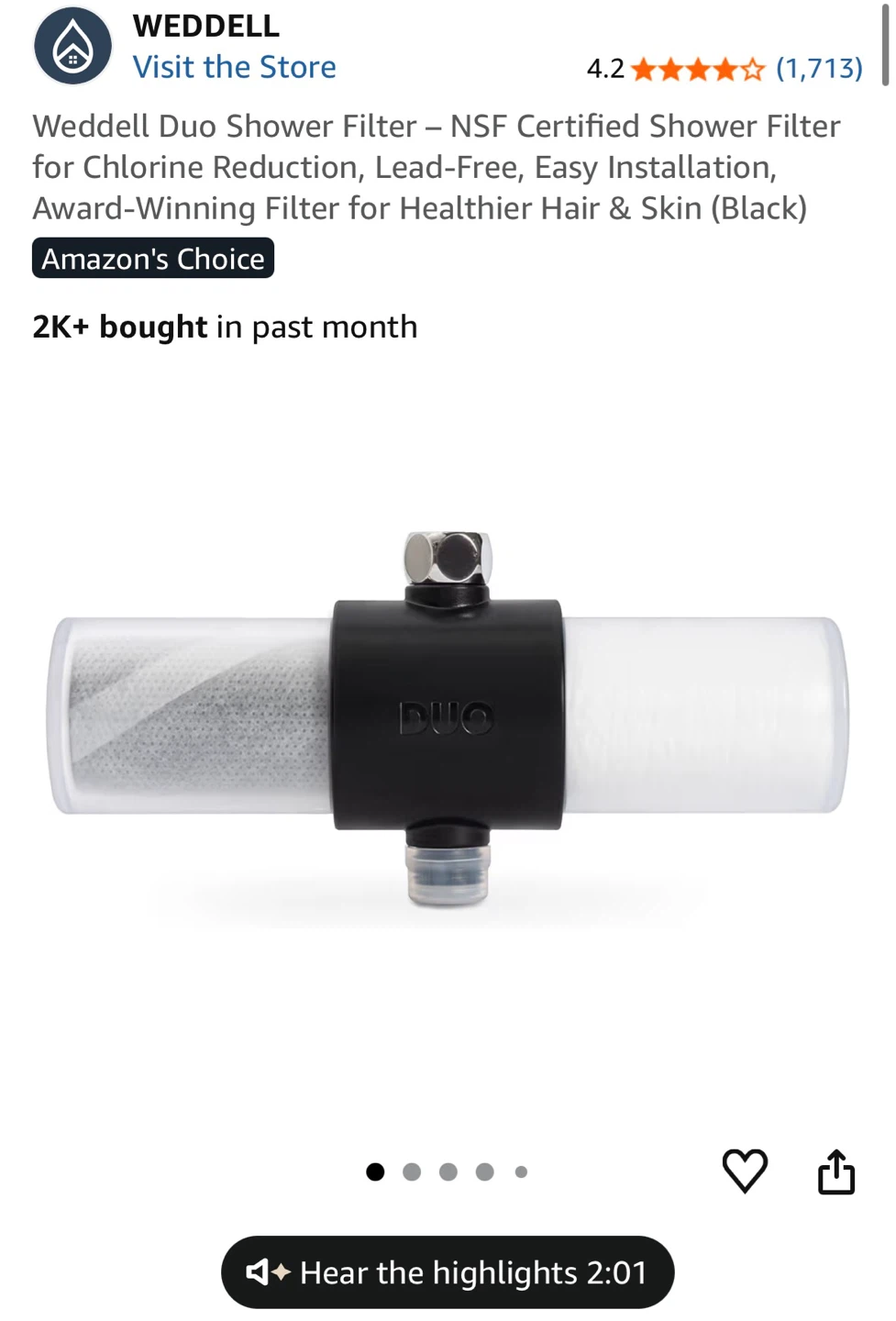 For Sale: [Weddell Duo Shower Filter - Black]