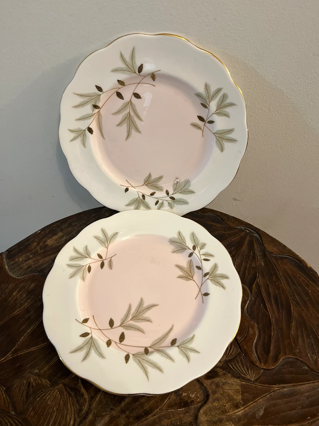 Vintage Pair of Pink and Gold Trimmed Plates