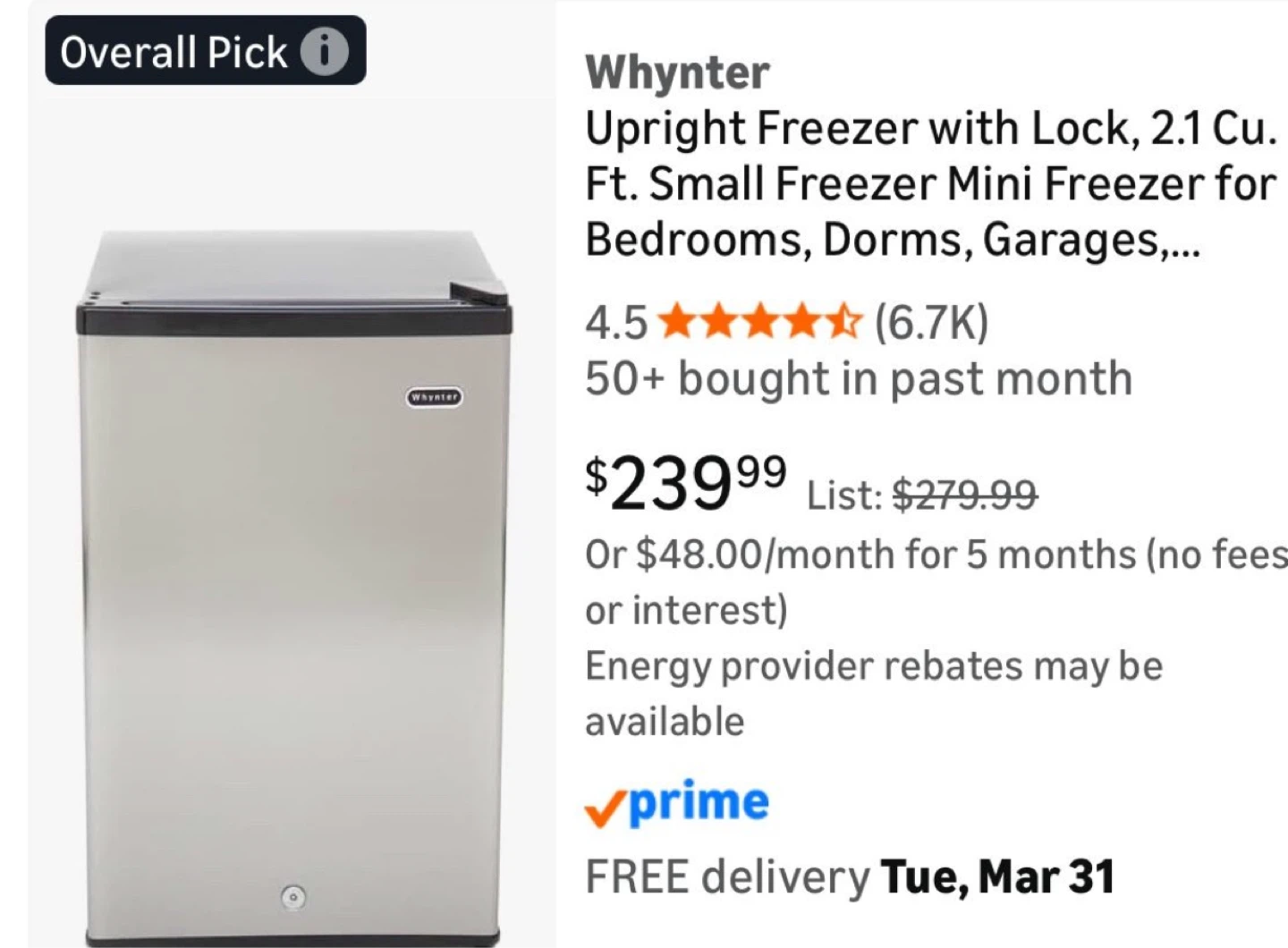 Whynter Upright Freezer 2.1 Cu. Ft. Mini Freezer - photo 4