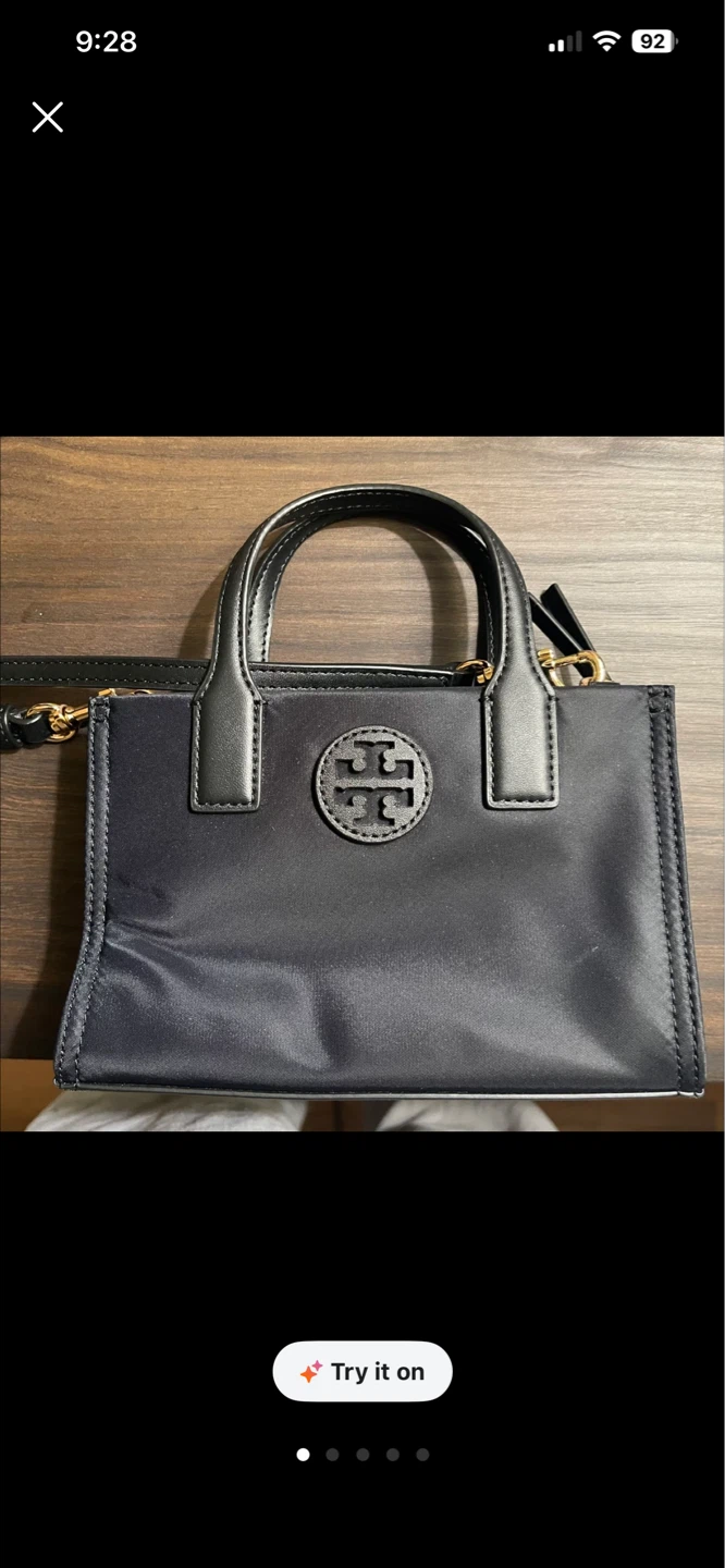 Tory Burch Black Nylon Mini Top Handle Bag