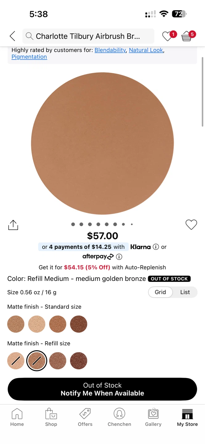 Charlotte Tilbury Airbrush Bronzer Refill shade medium - photo 3
