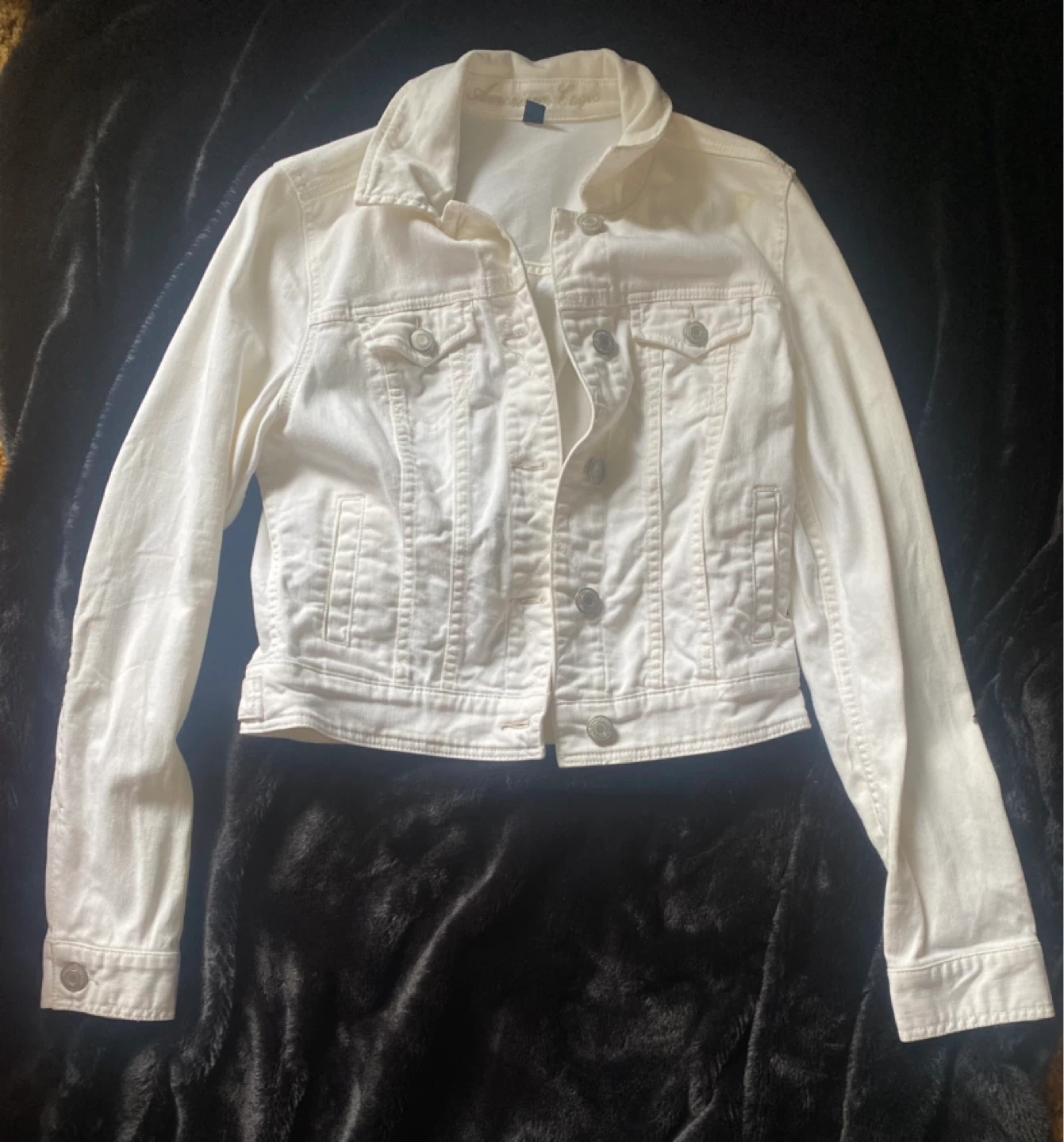 American Eagle White Denim Jacket - medium