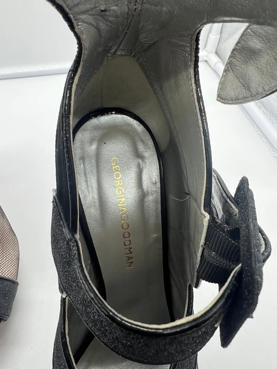 GEORGINA GOODMAN Mesh Leather Black Sky High Platform Heels 37.5 - photo 3