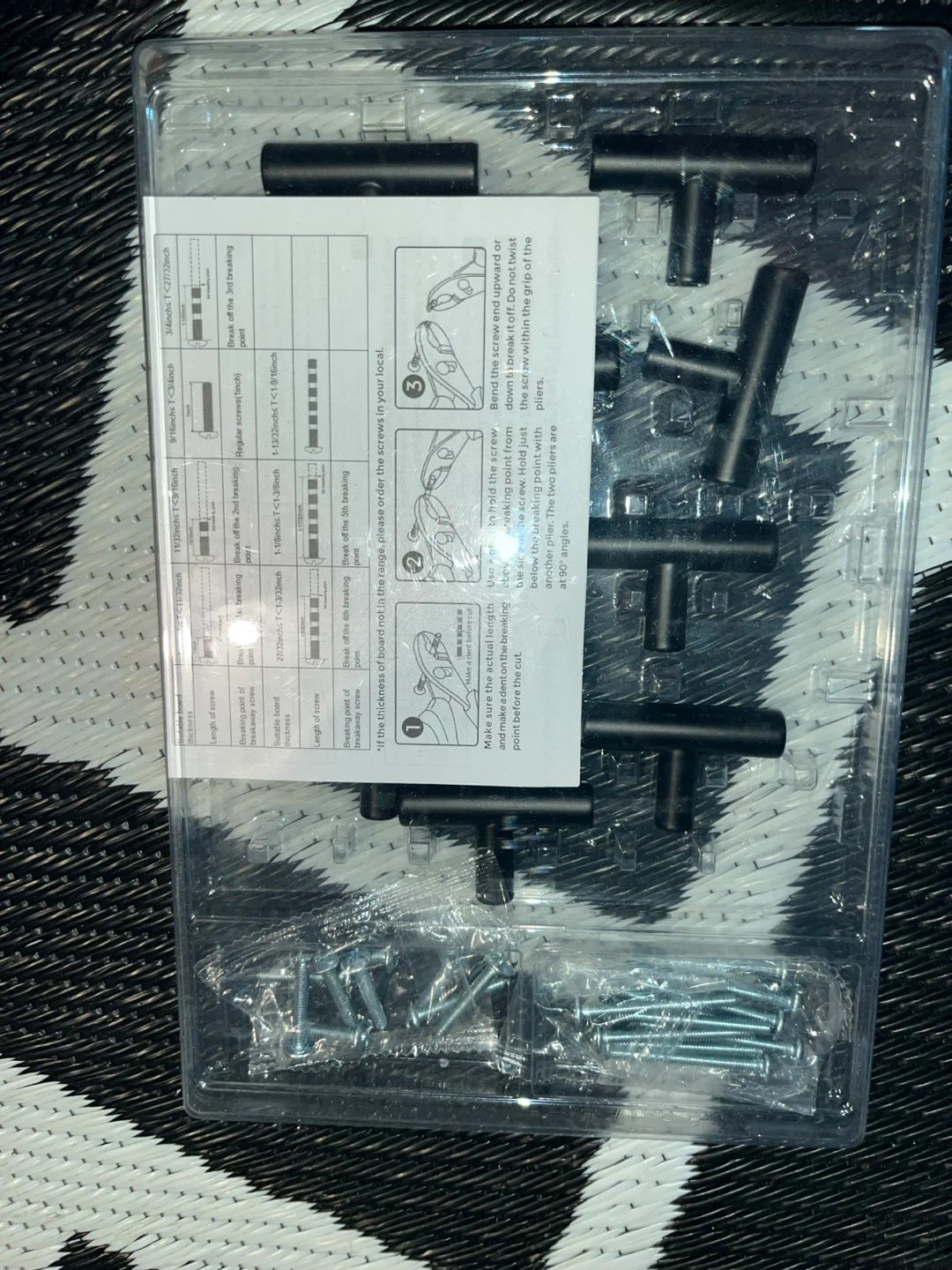 Black T-Bar Cabinet Drawer Pulls - Set of 10