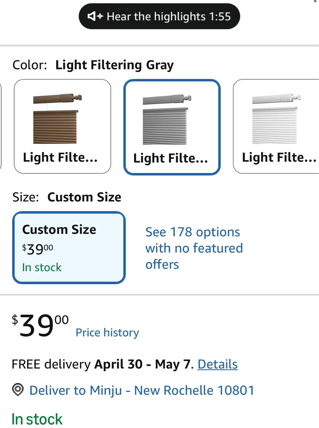 For Sale: [Boolegon No Drill Cellular Shades - 2 Panels] - photo 3